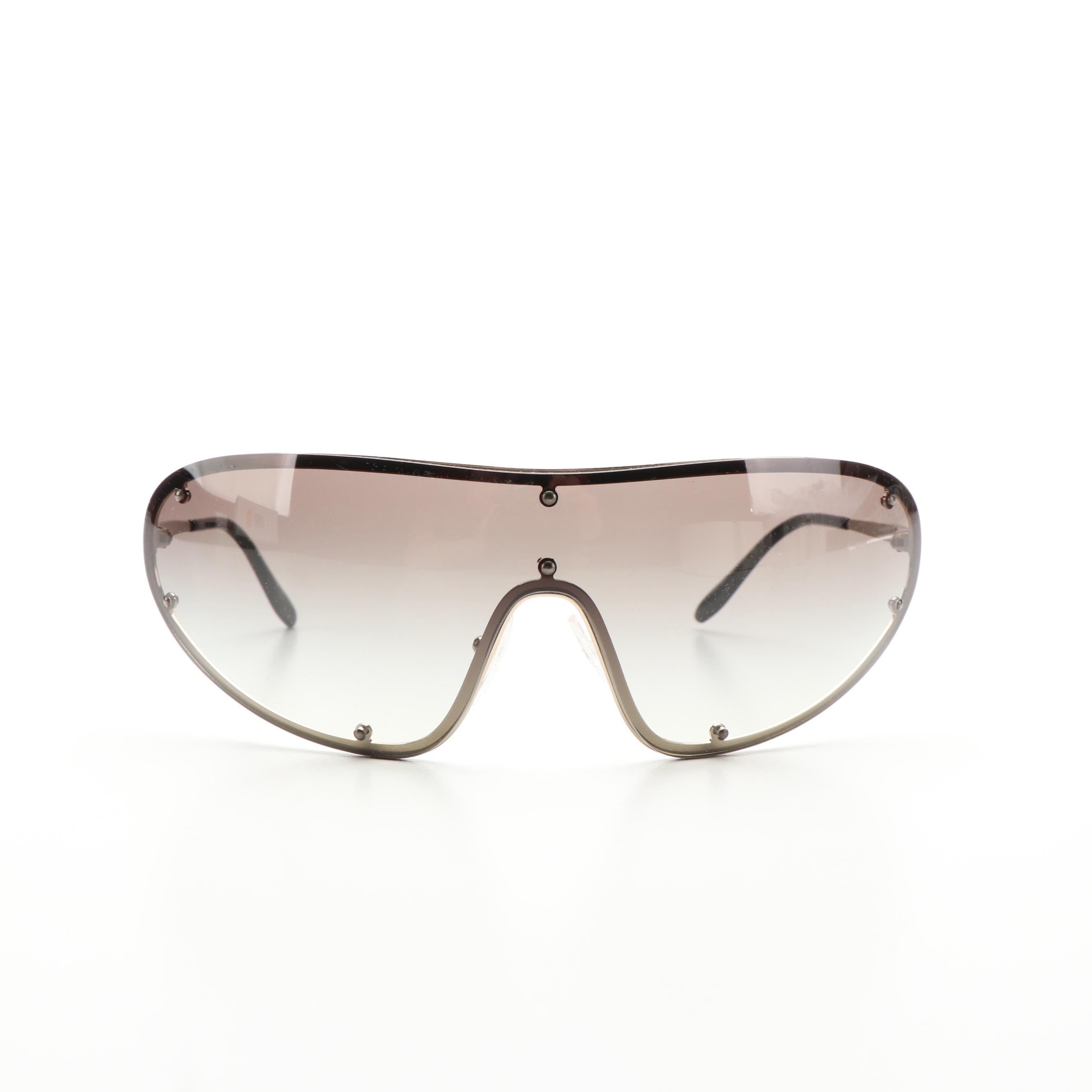 Prada PR73VS Shield Pale Gold and Gray Gradient Sunglasses With Case