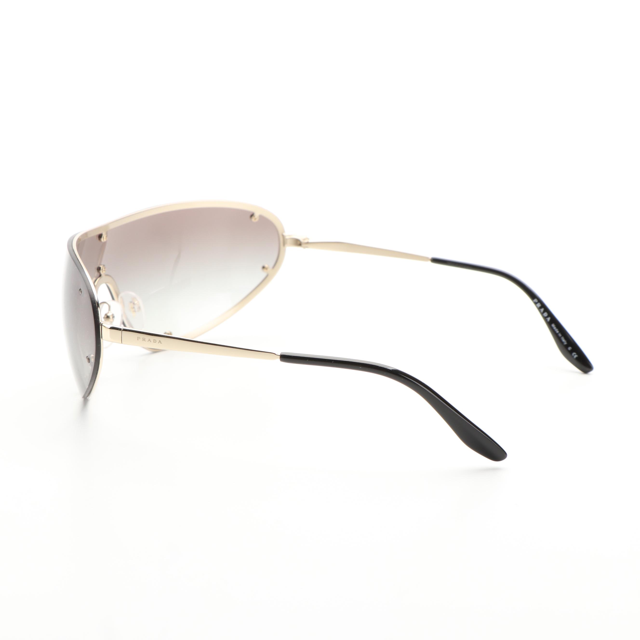 Prada PR73VS Shield Pale Gold and Gray Gradient Sunglasses With Case
