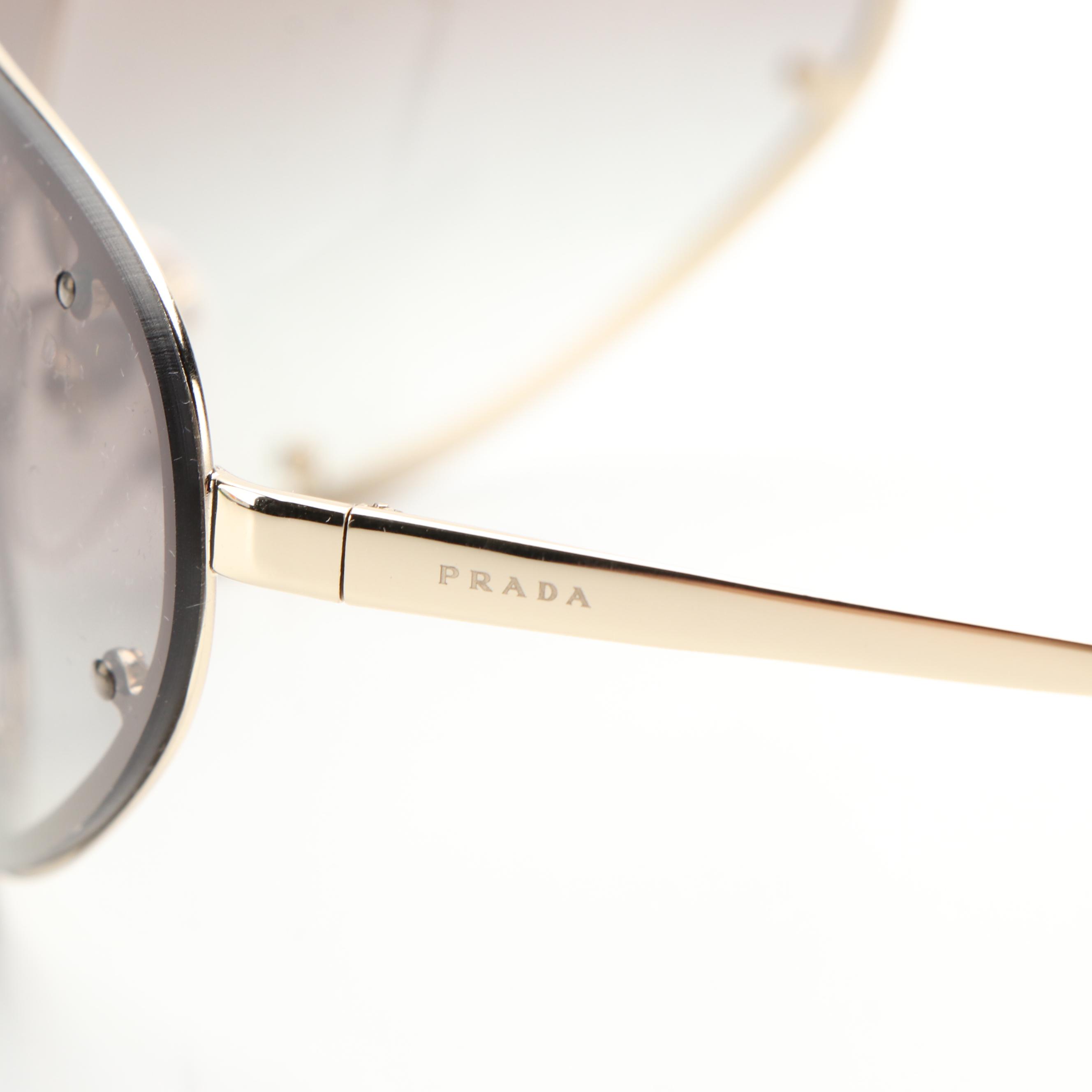 Prada PR73VS Shield Pale Gold and Gray Gradient Sunglasses With Case