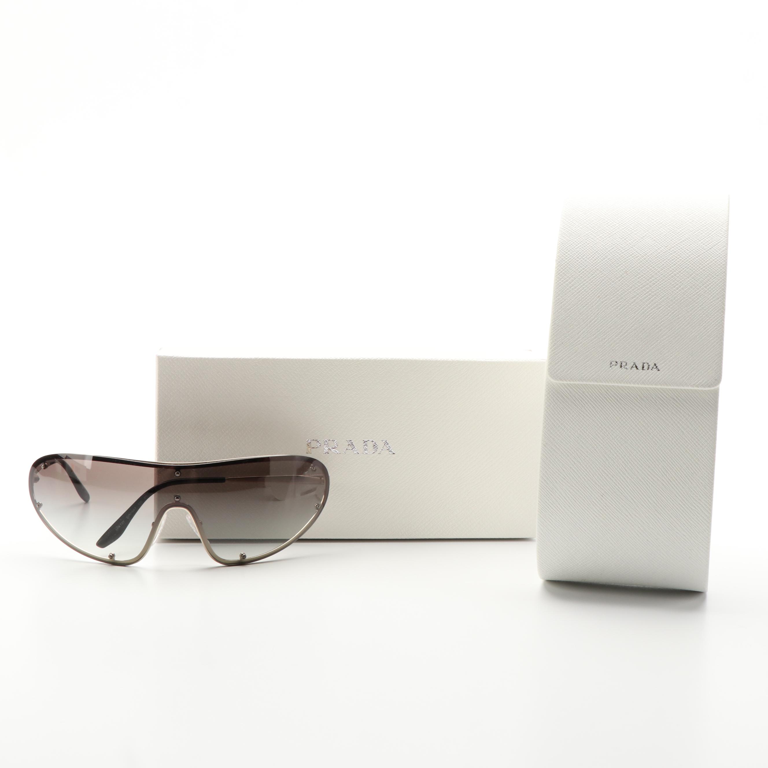 Prada PR73VS Shield Pale Gold and Gray Gradient Sunglasses With Case