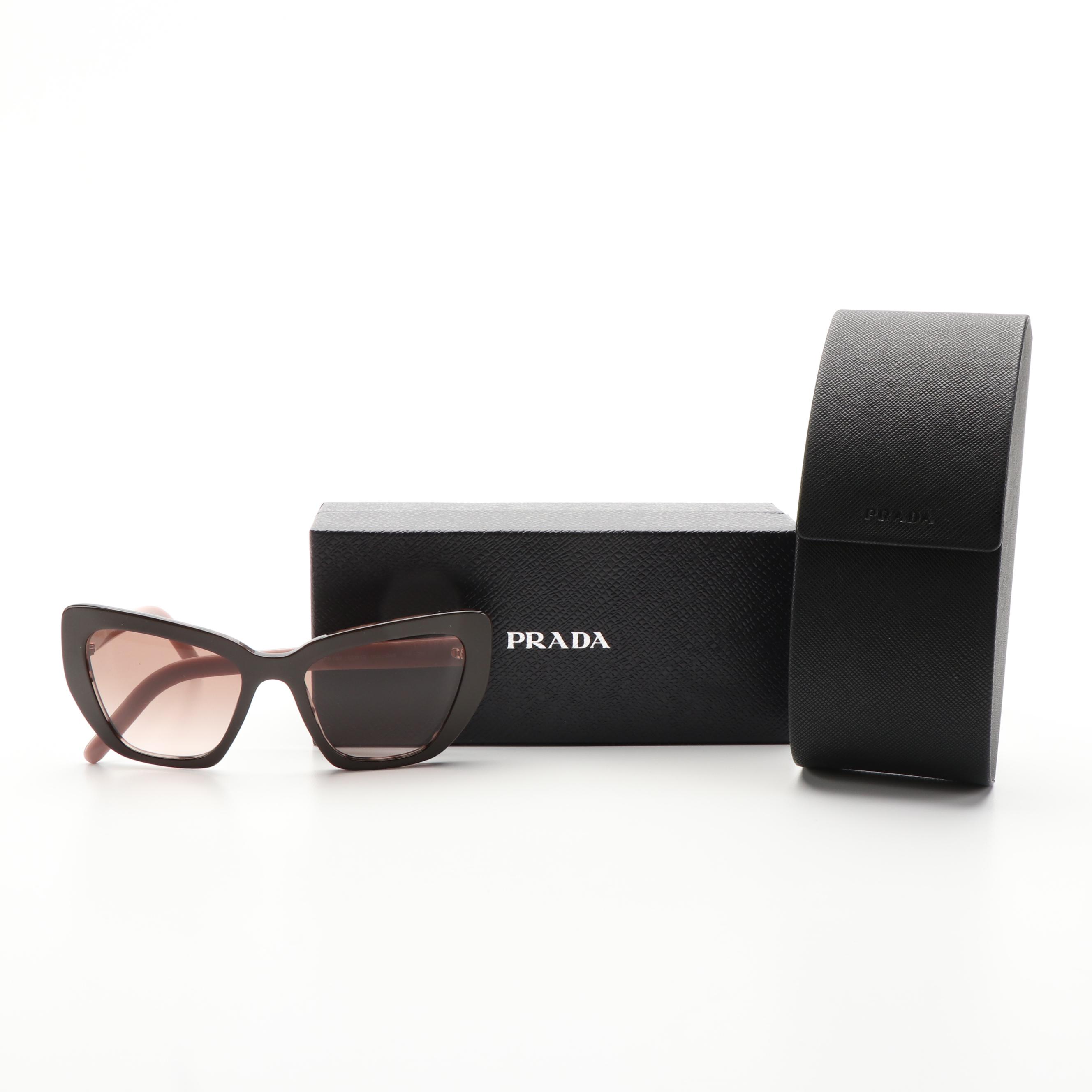 Prada PR08VS Cat-Eye Spotted Brown and Pink Gradient Sunglasses With Case