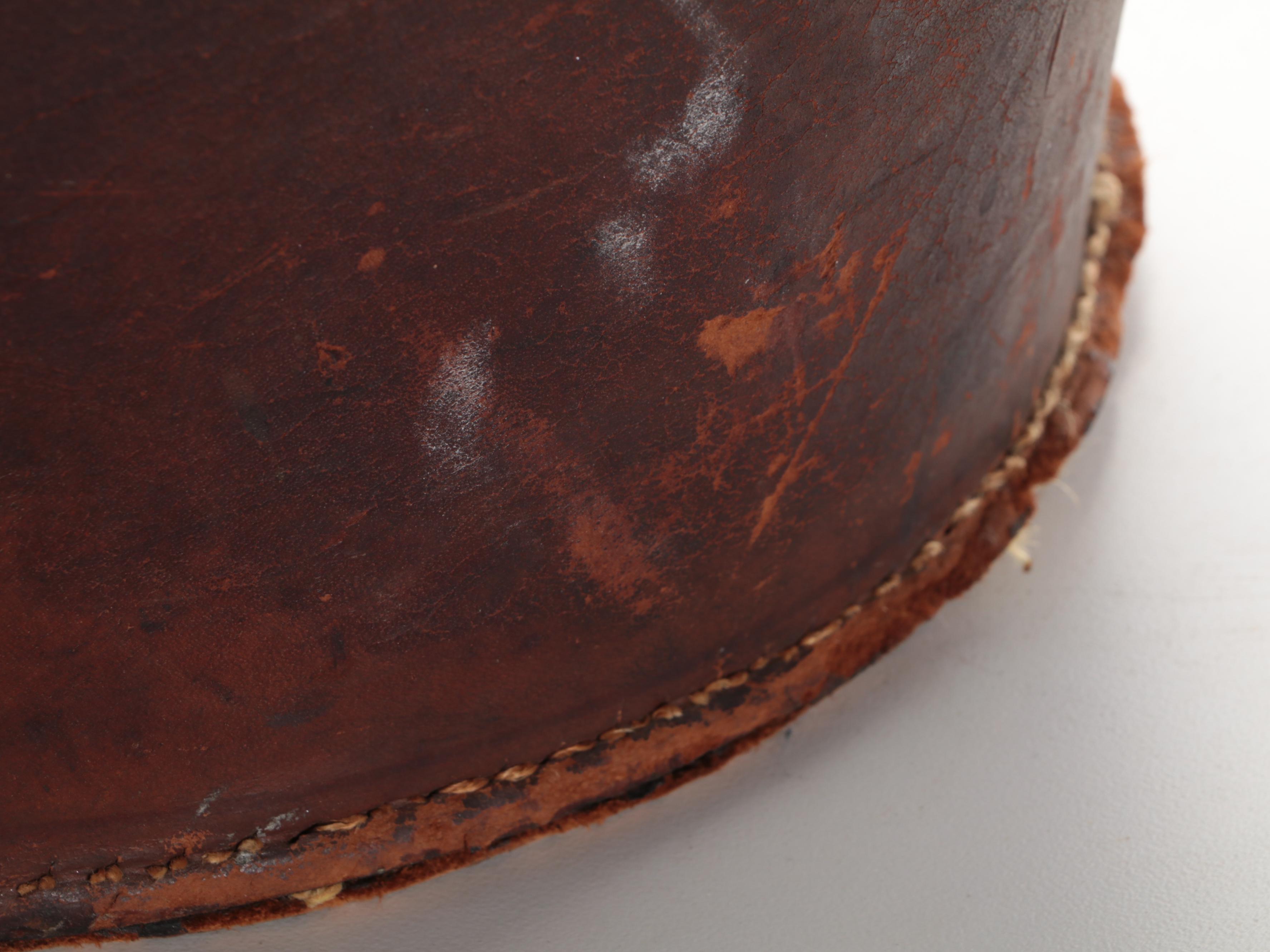 Victorian Oval Leather Top Hat Box and Other Suitcase, Late 19th/ Early 20th C.