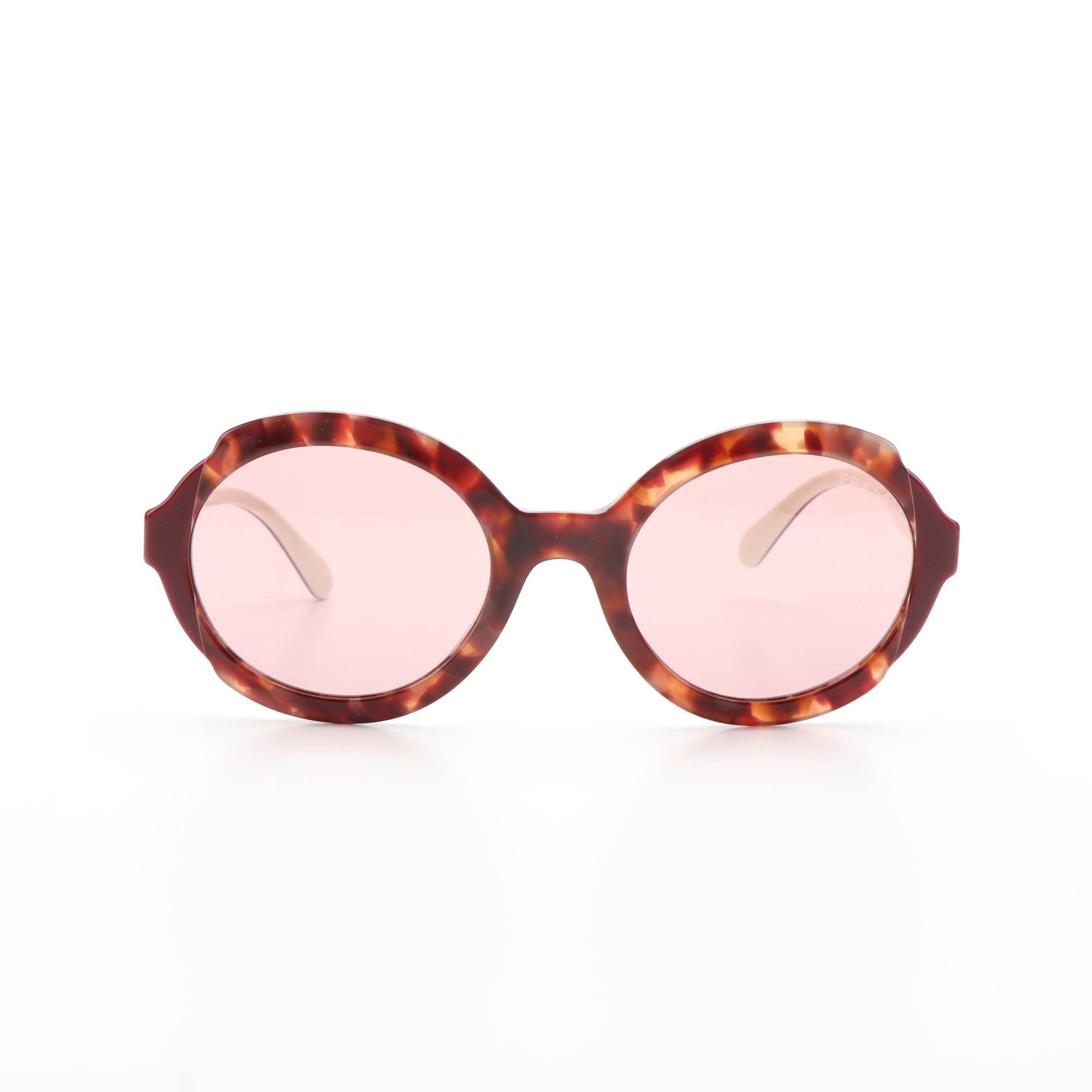 Prada PR17US Oval Havana Pink Sunglasses With Case