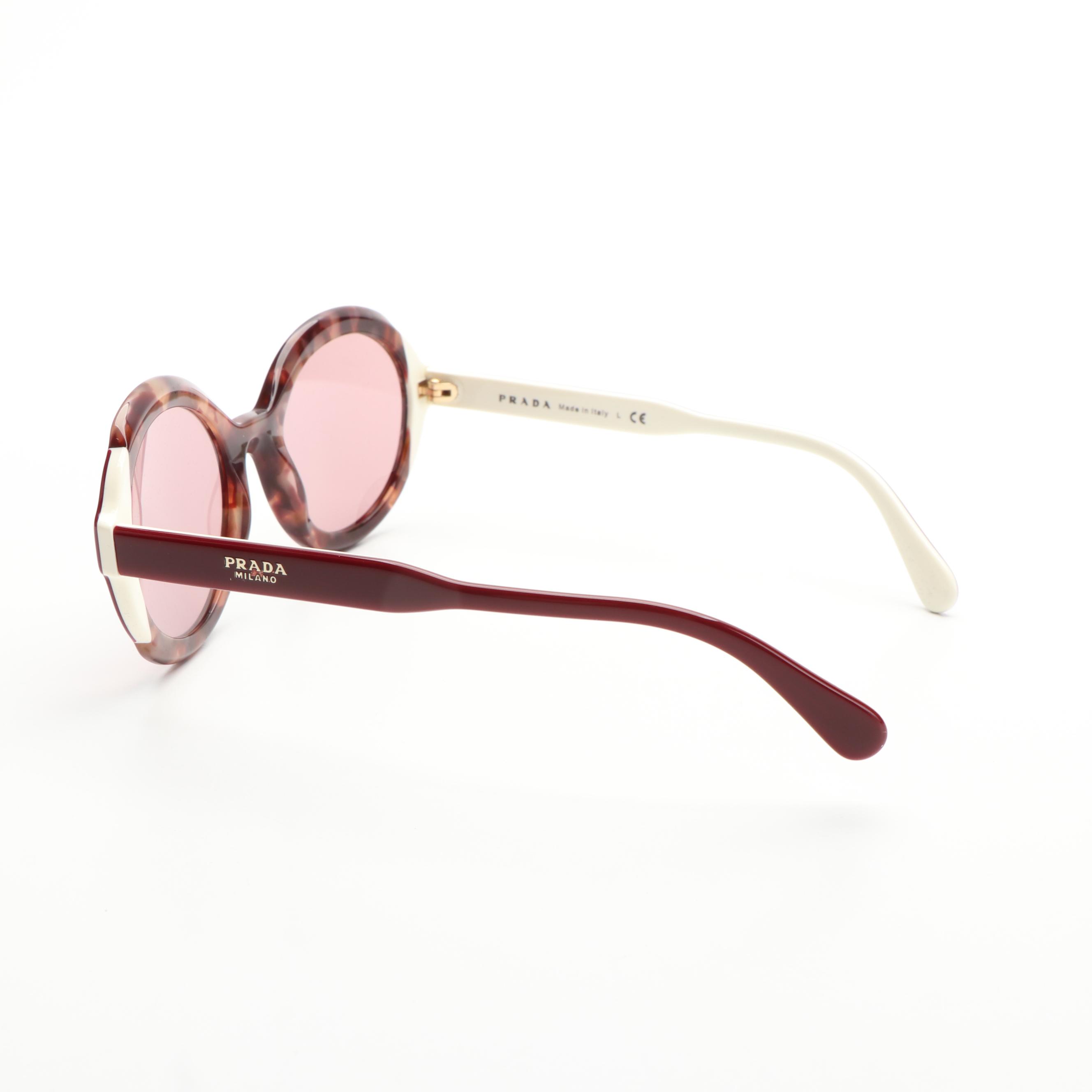 Prada PR17US Oval Havana Pink Sunglasses With Case