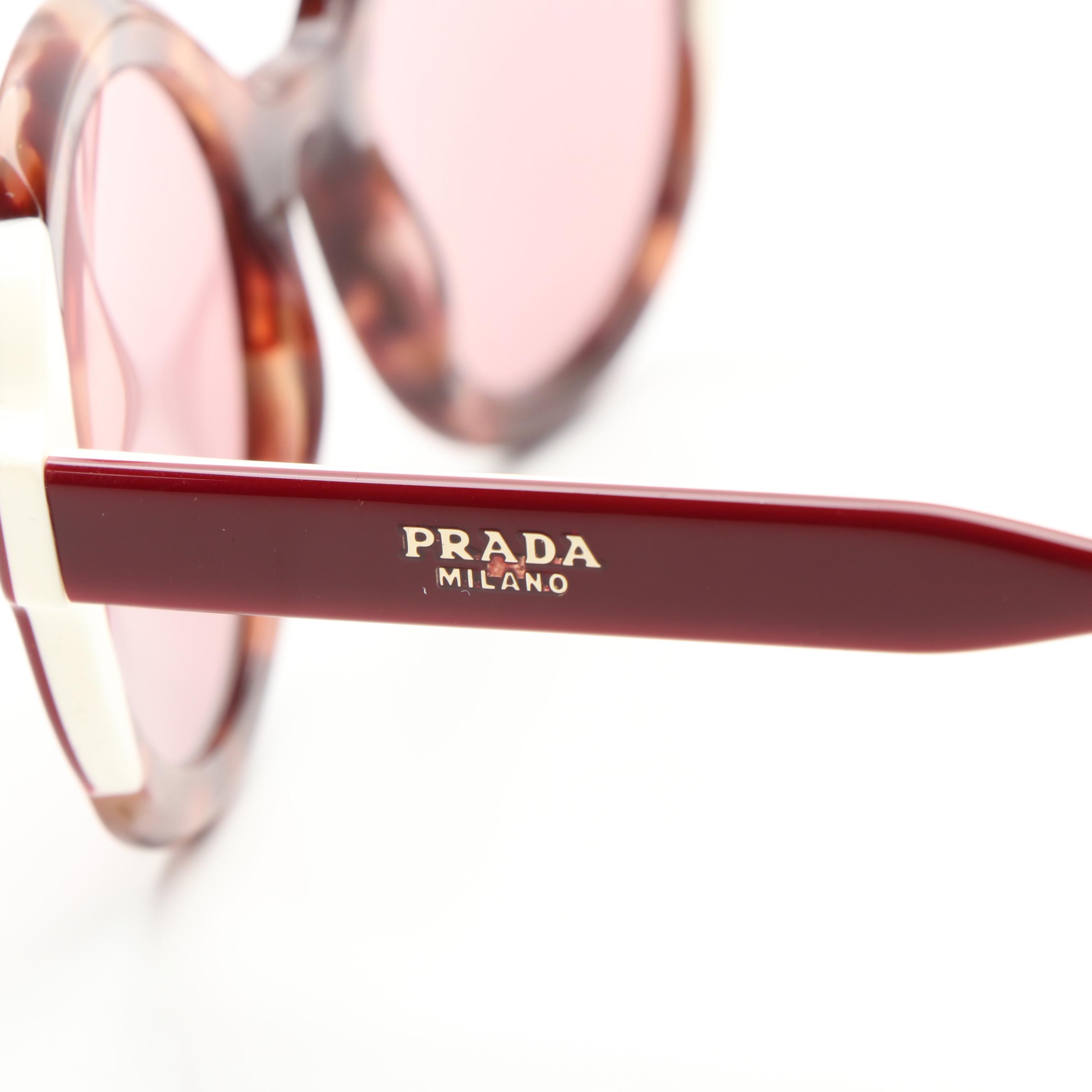 Prada PR17US Oval Havana Pink Sunglasses With Case