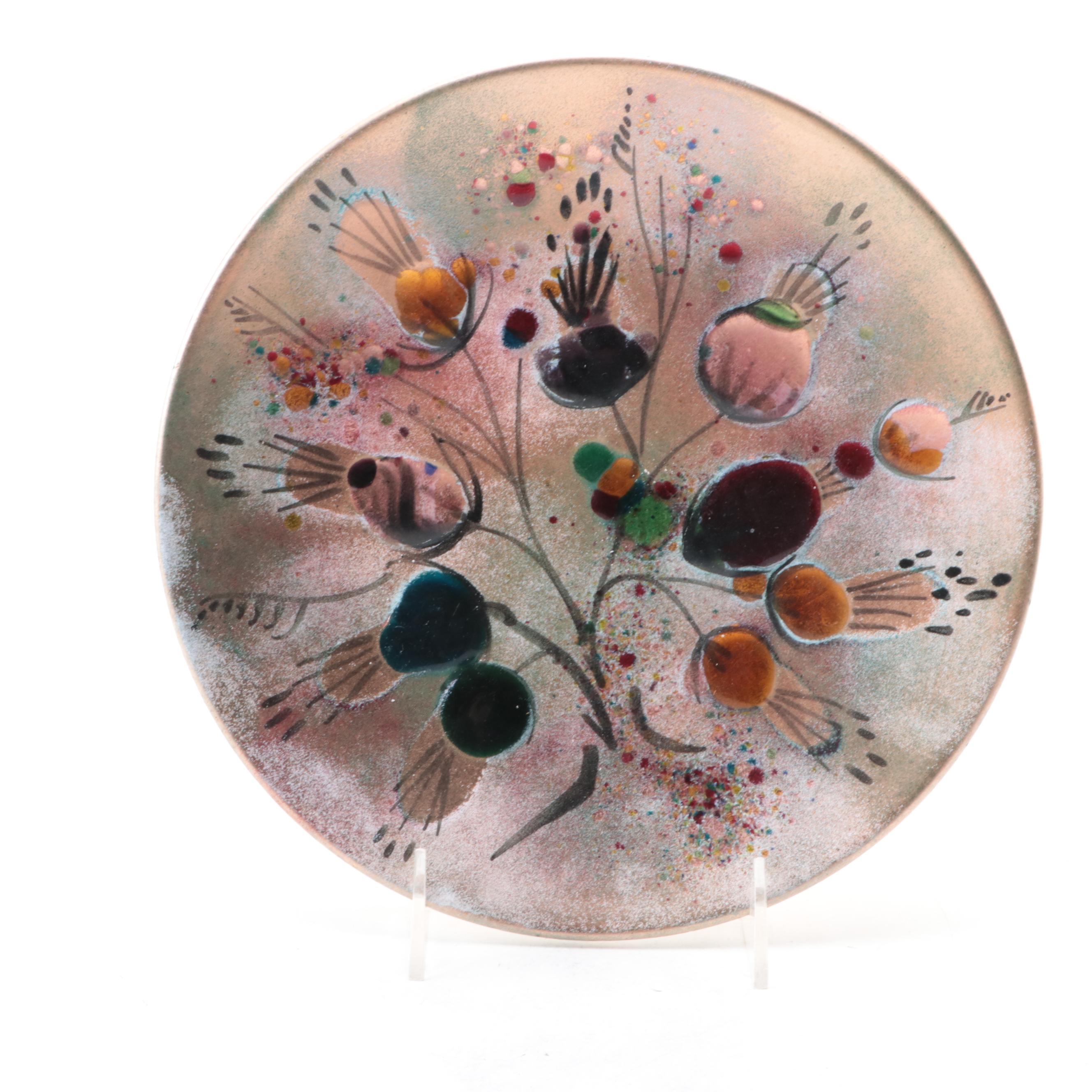 Landau and Associates "California Cloisonné" Enameled Copper Plate with More