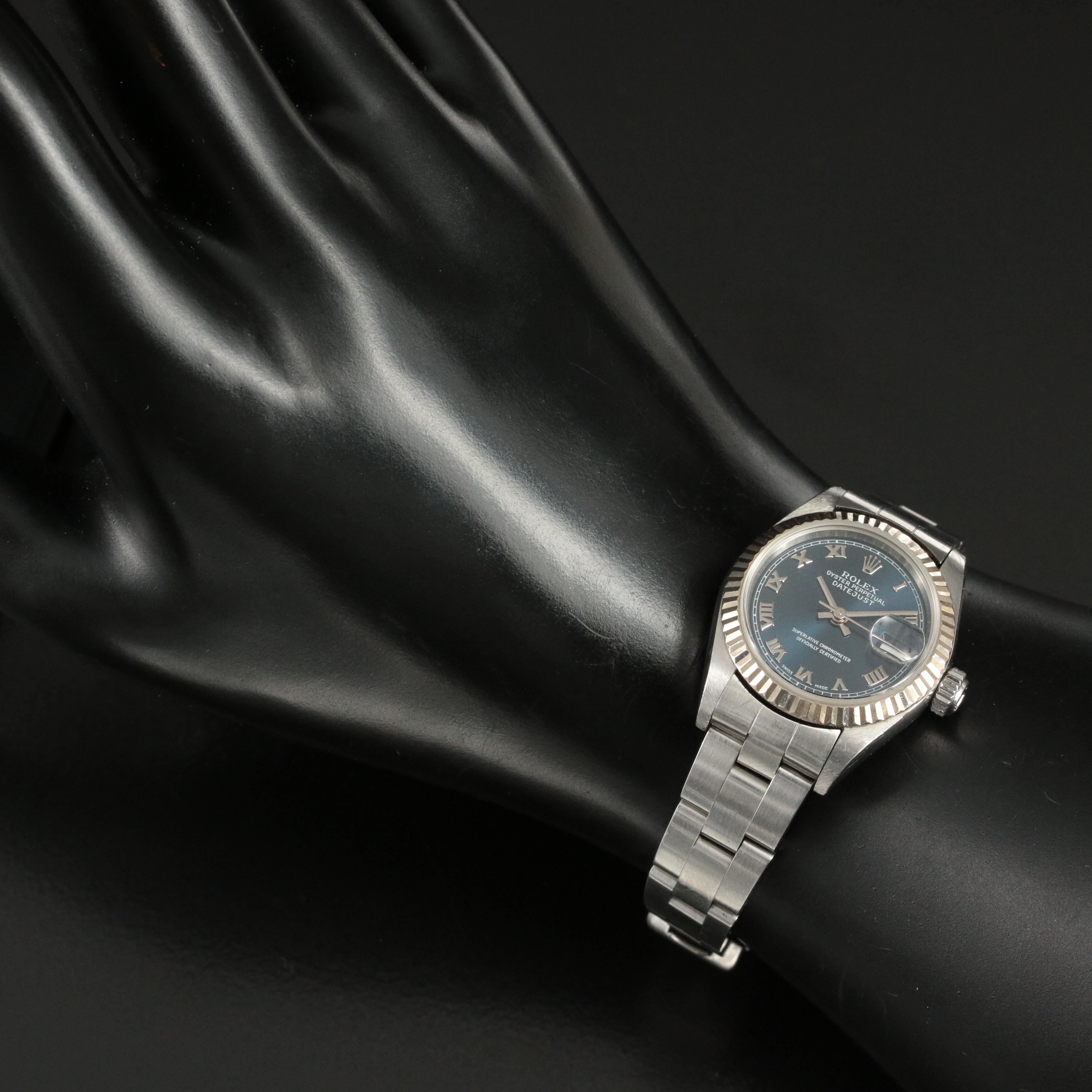 2000 Rolex Blue Roman Dial Datejust Watch