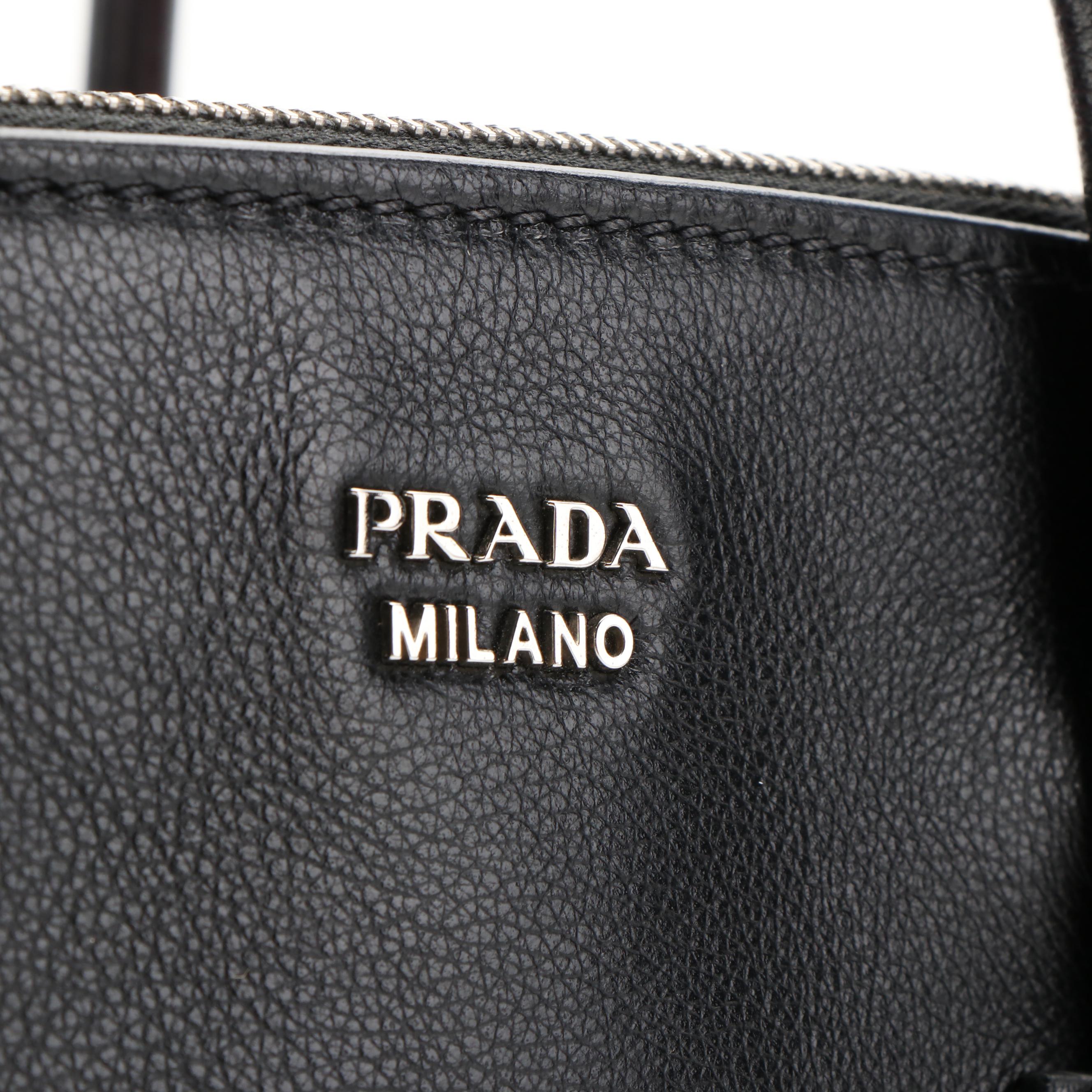 Prada Twin-Pocket Tote in Printed Calfhair and Black Leather