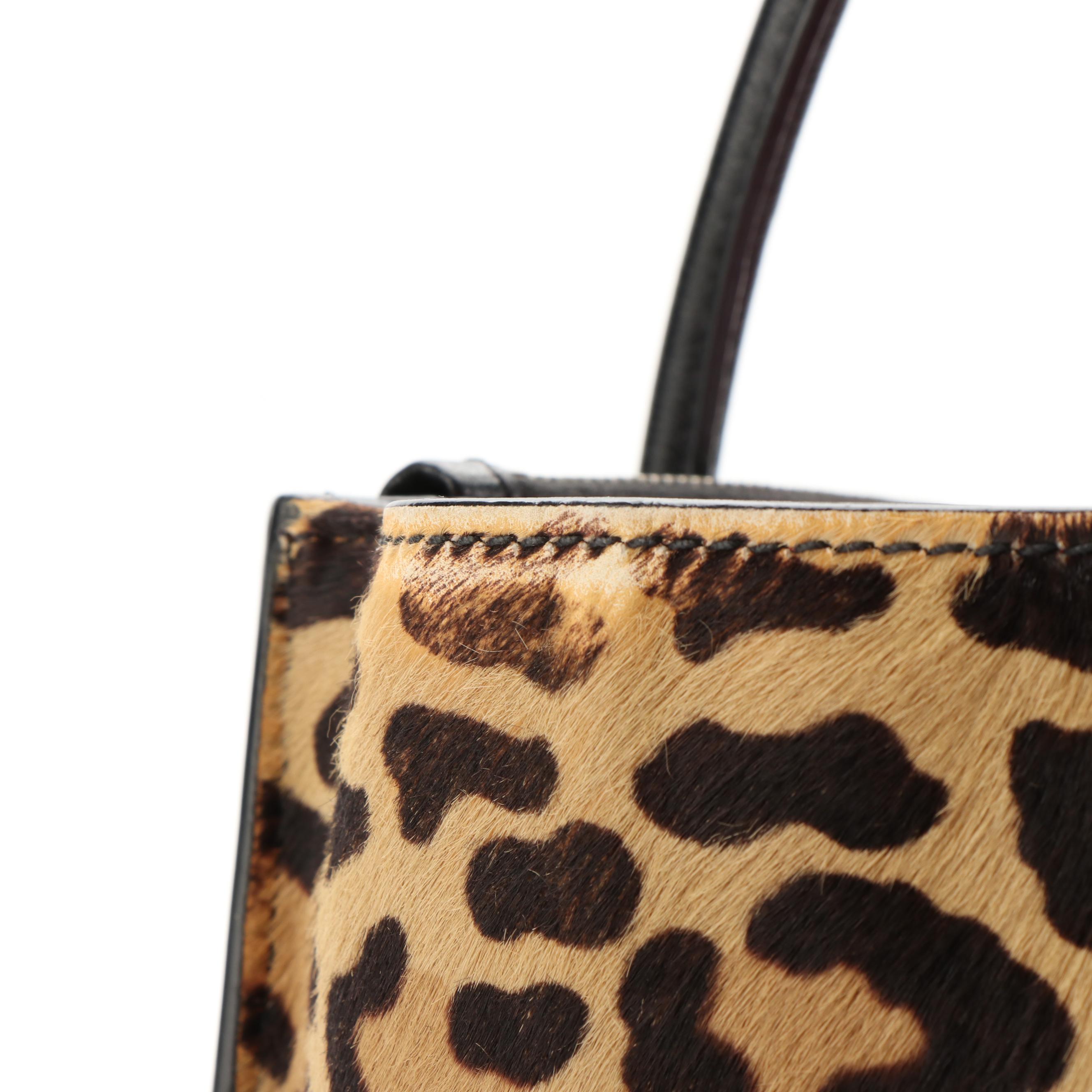 Prada Twin-Pocket Tote in Printed Calfhair and Black Leather