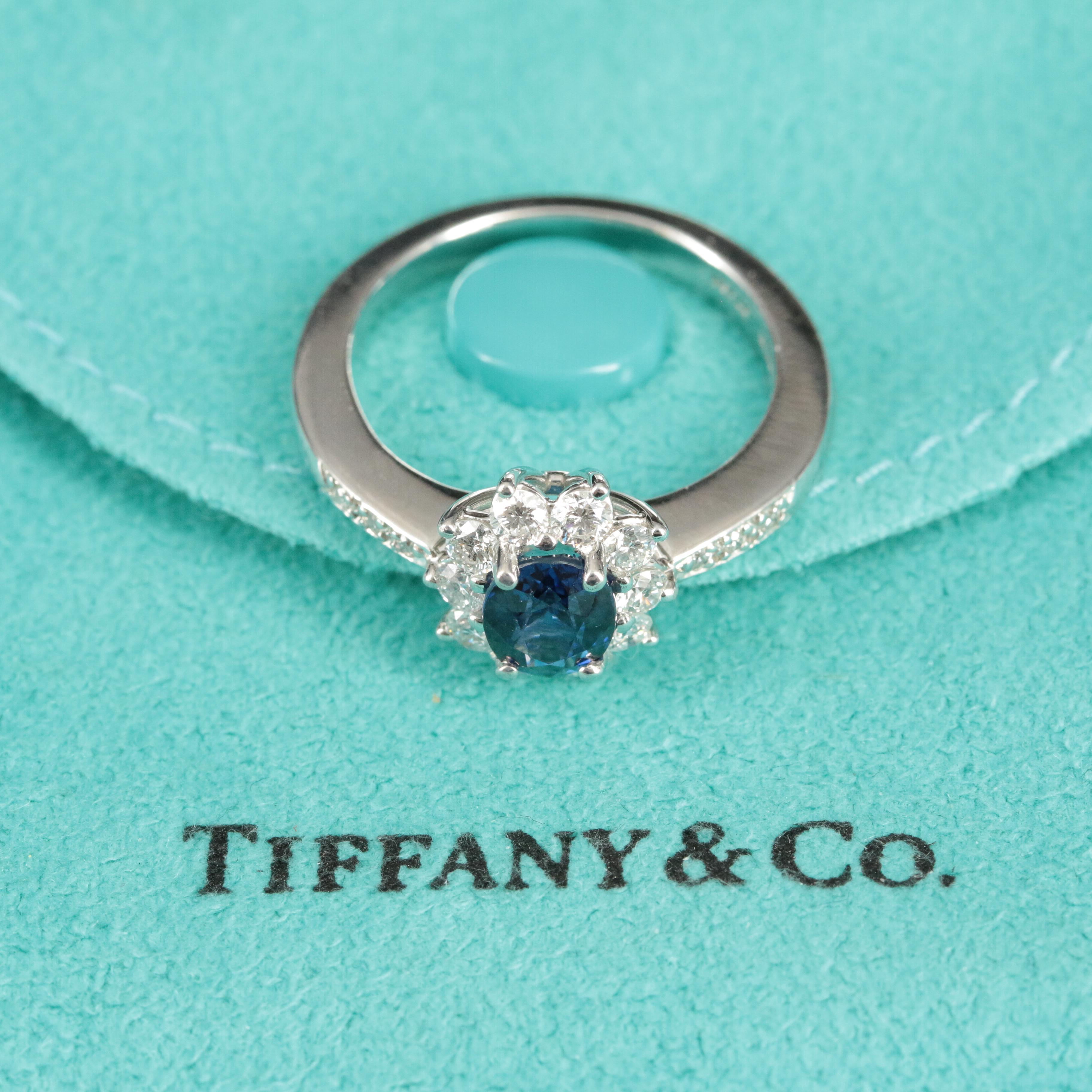 Tiffany & Co. Platinum 1.04 CT Sapphire and Diamond Ring