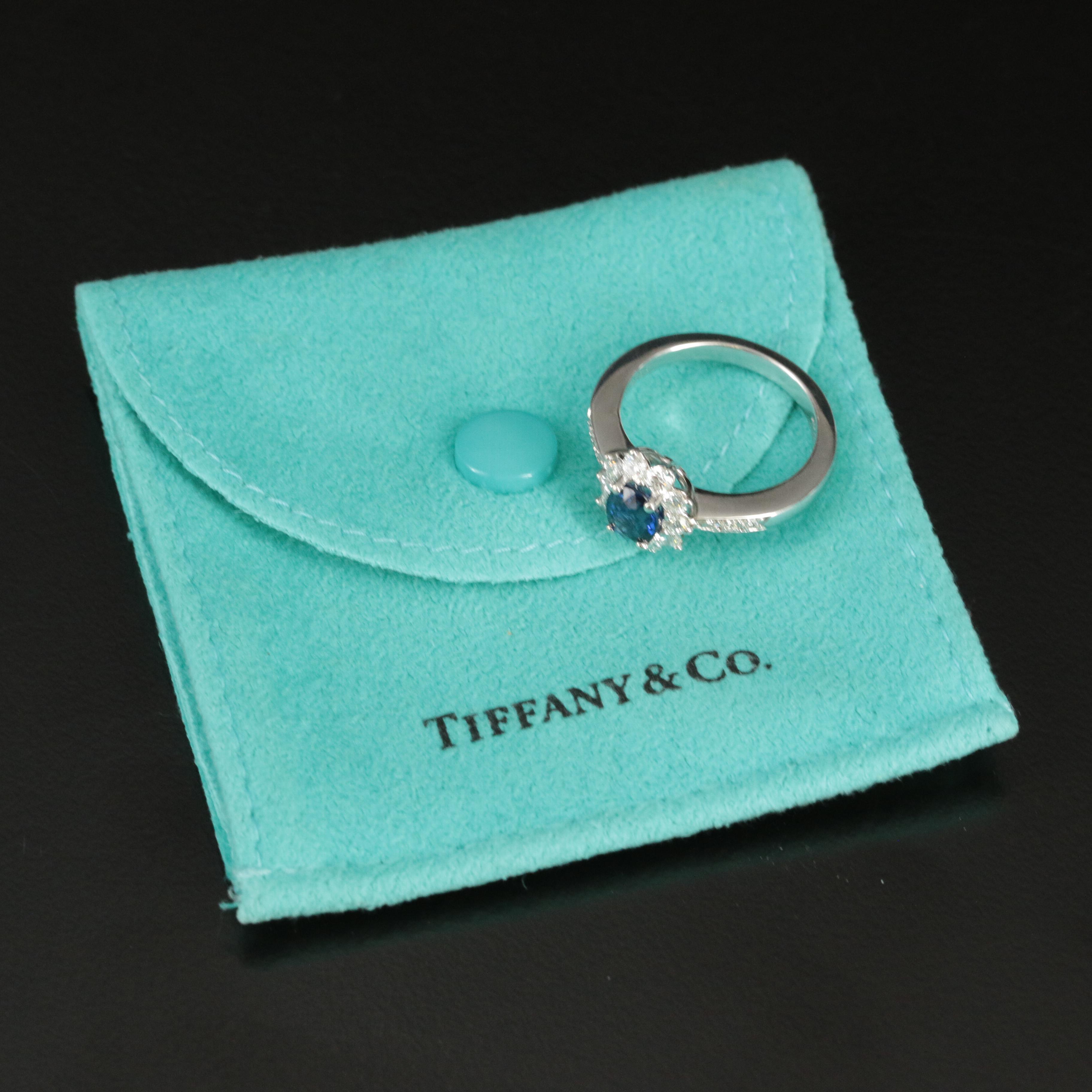 Tiffany & Co. Platinum 1.04 CT Sapphire and Diamond Ring