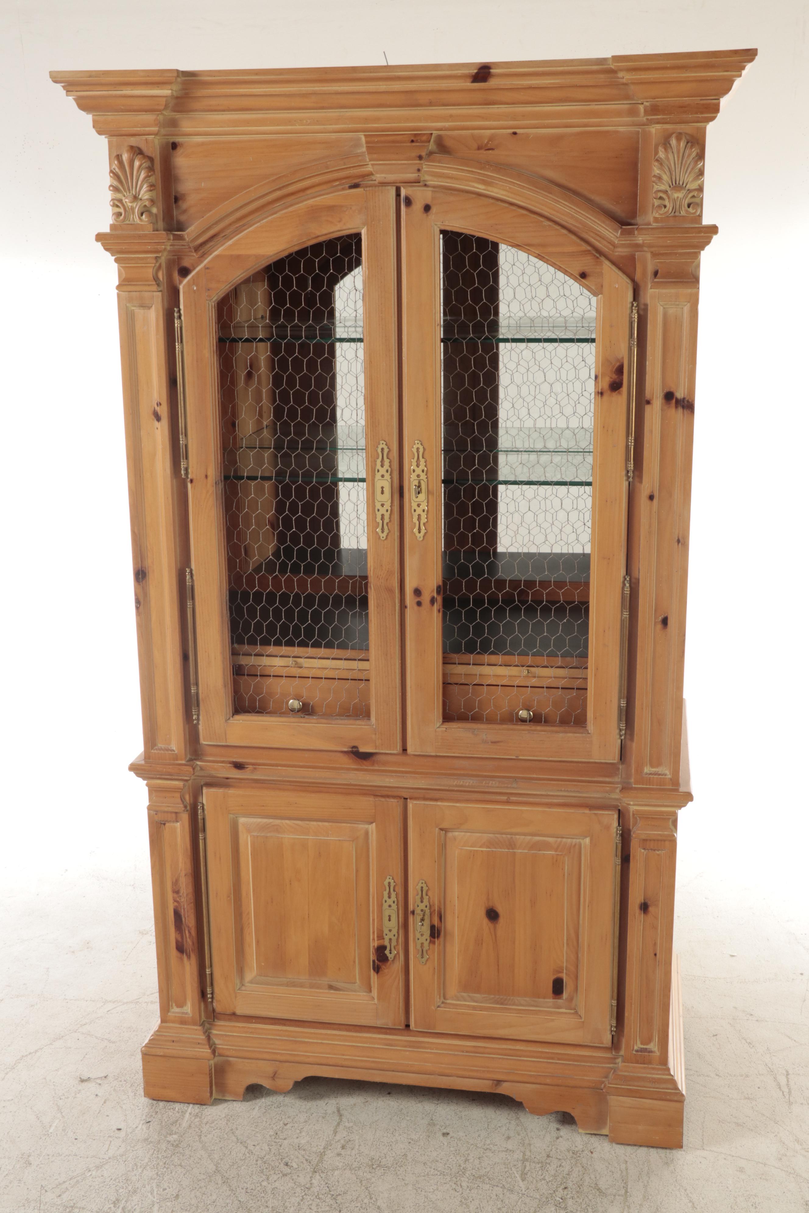 French Provincial Style Pine Bar Cabinet, Late 20th Century