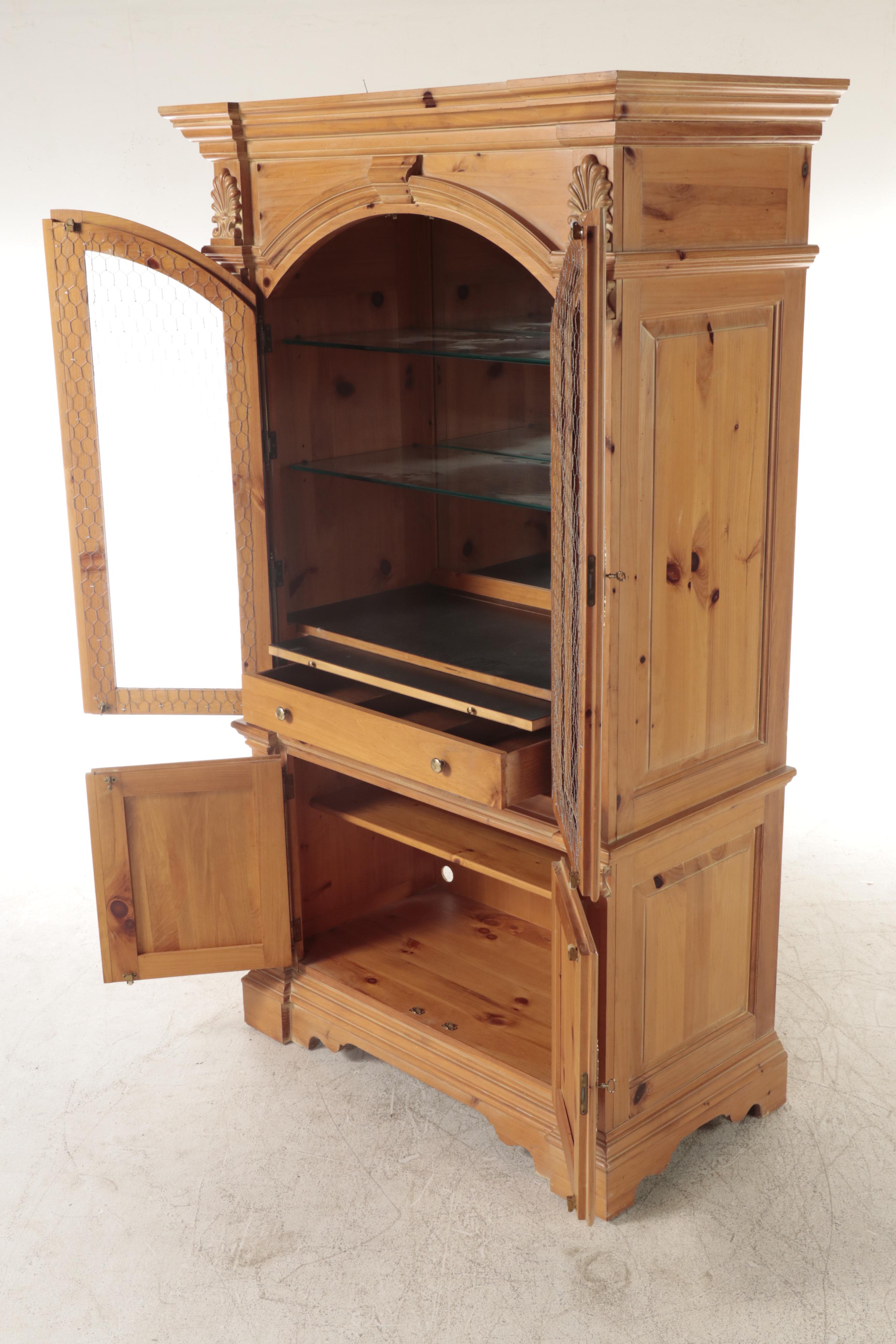 French Provincial Style Pine Bar Cabinet, Late 20th Century