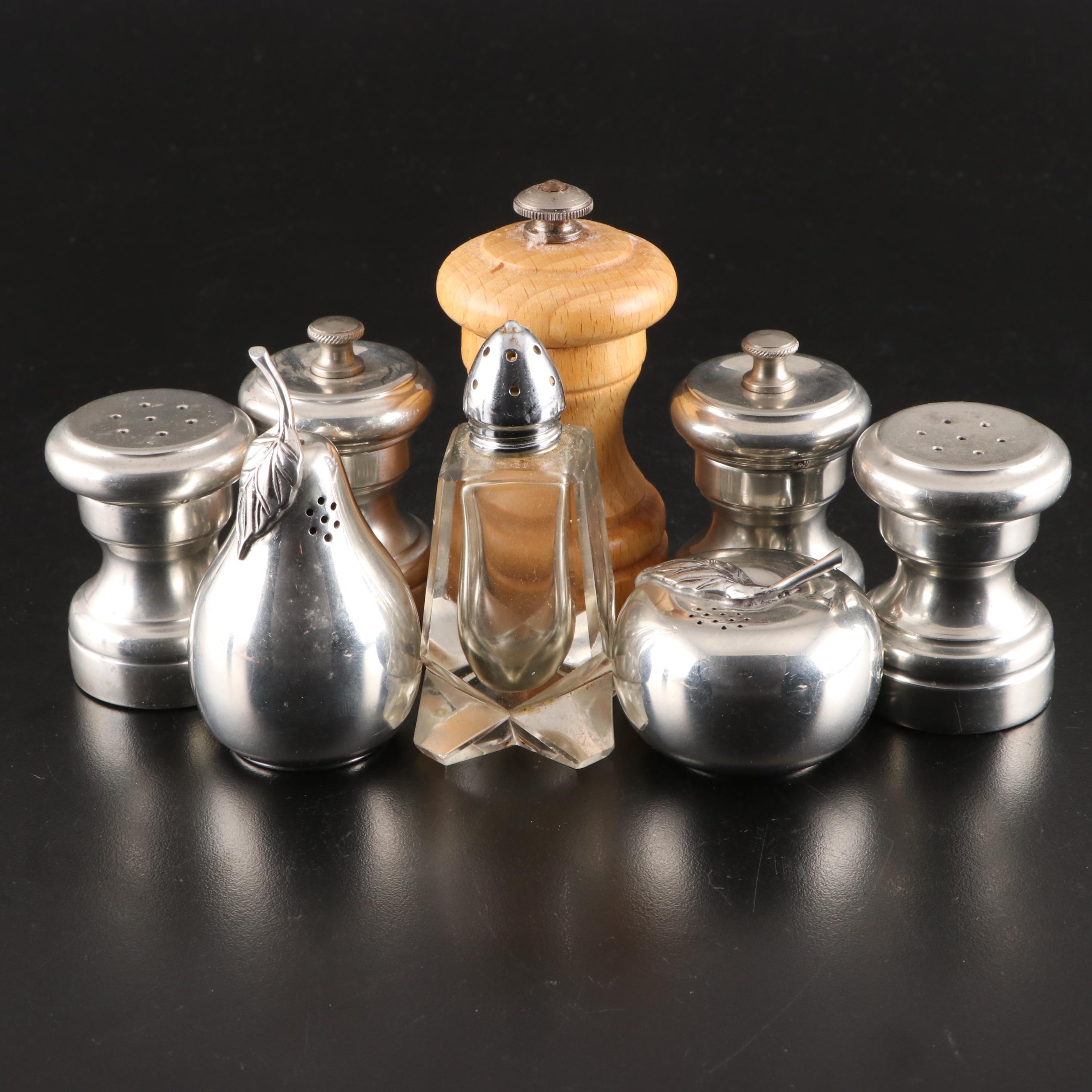 Peugeot Wood Pepper Grinder with Empire Fruit Shaped Pewter Shakers and More