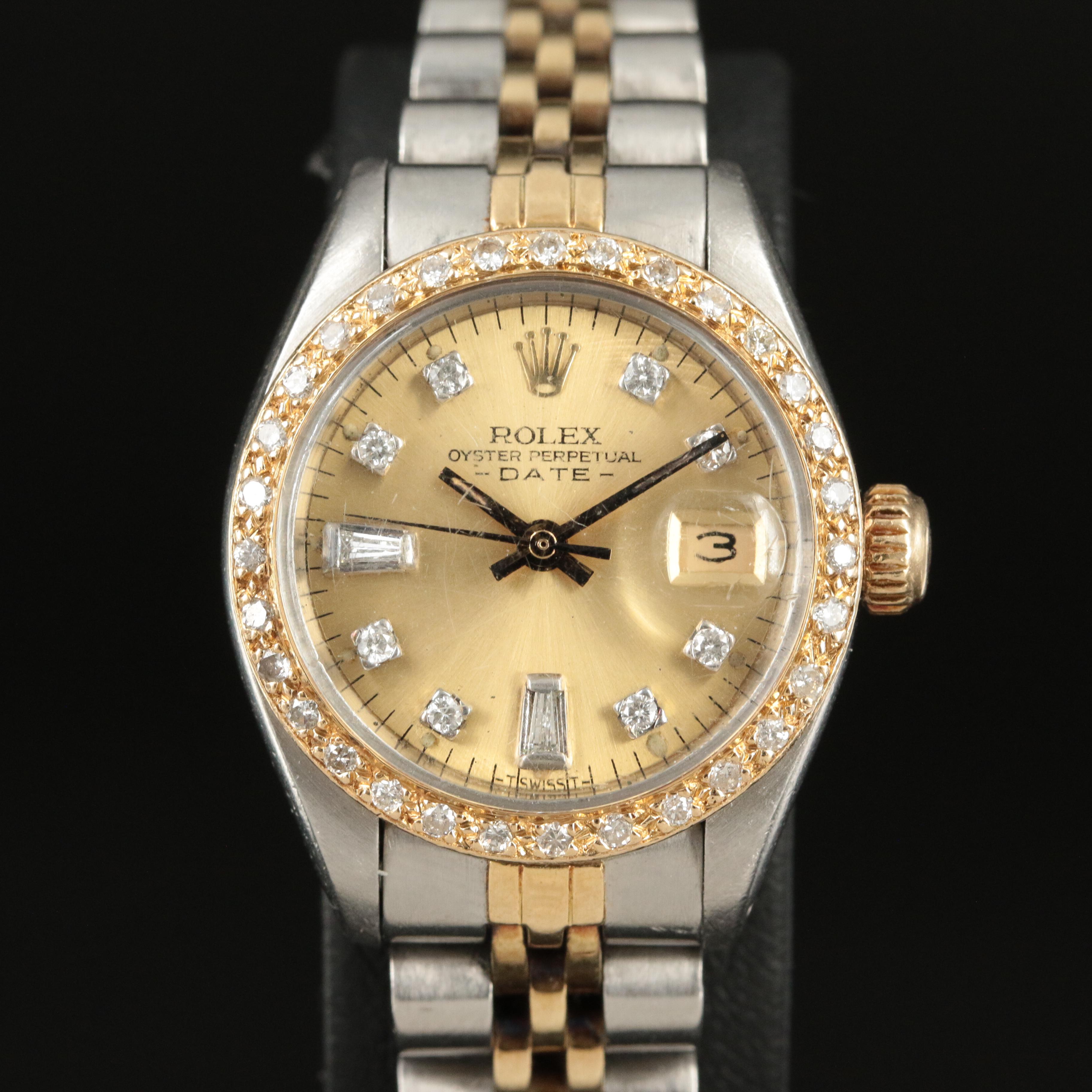 1980 Rolex Custom Diamond Dial and Bezel Date Watch