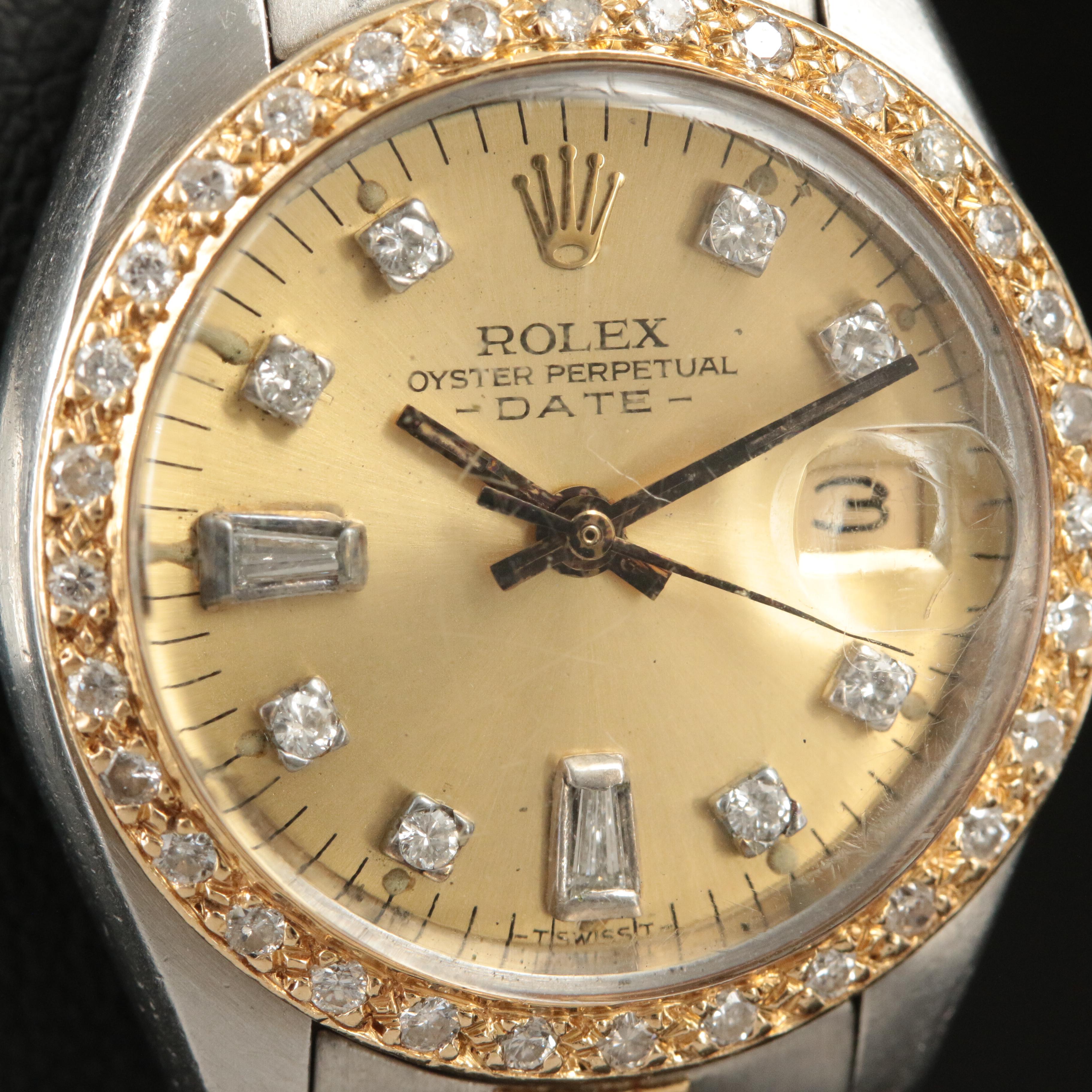 1980 Rolex Custom Diamond Dial and Bezel Date Watch