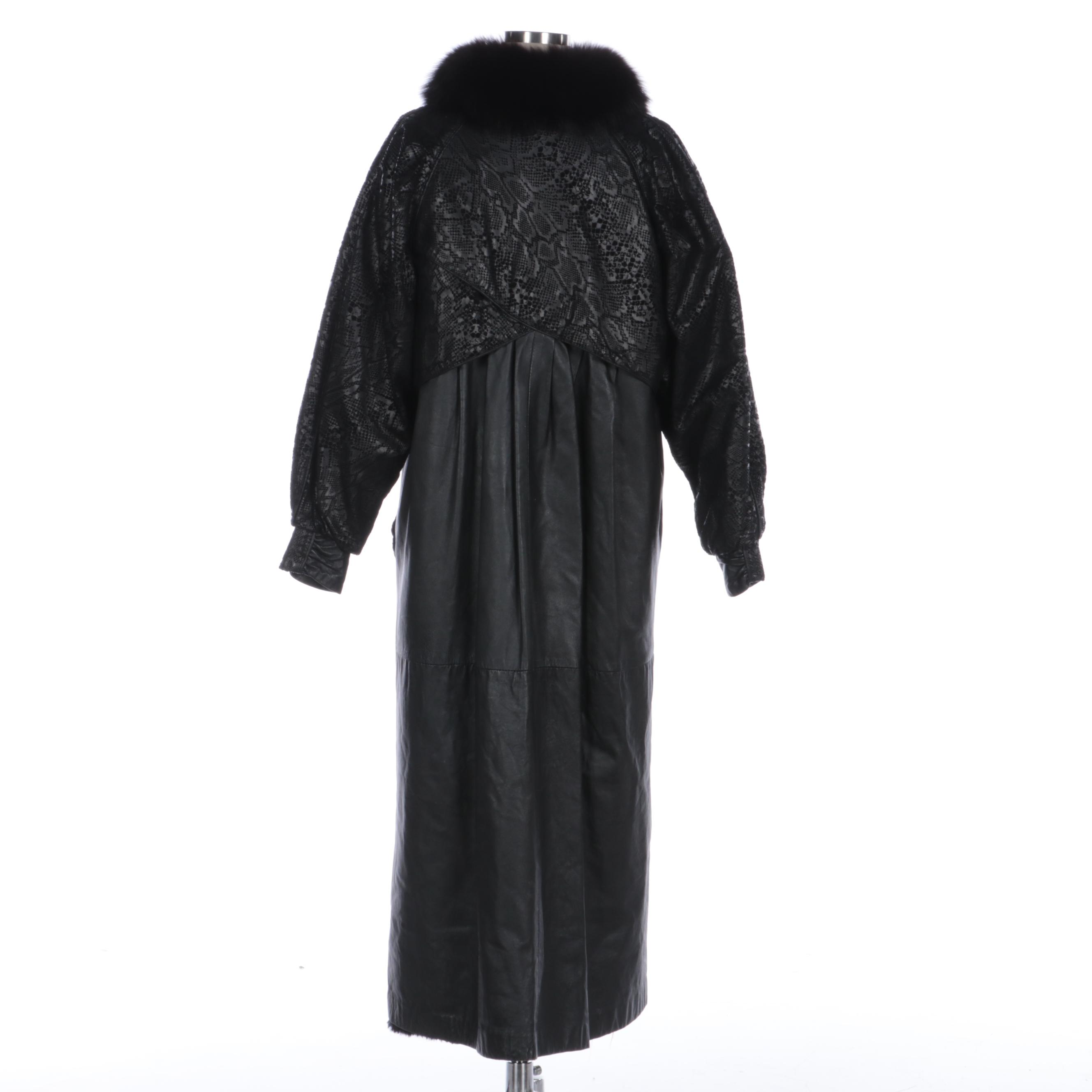 J. Percy for Marvin Richards Dyed Fox and Sheared Beaver Fur and Leather Coat