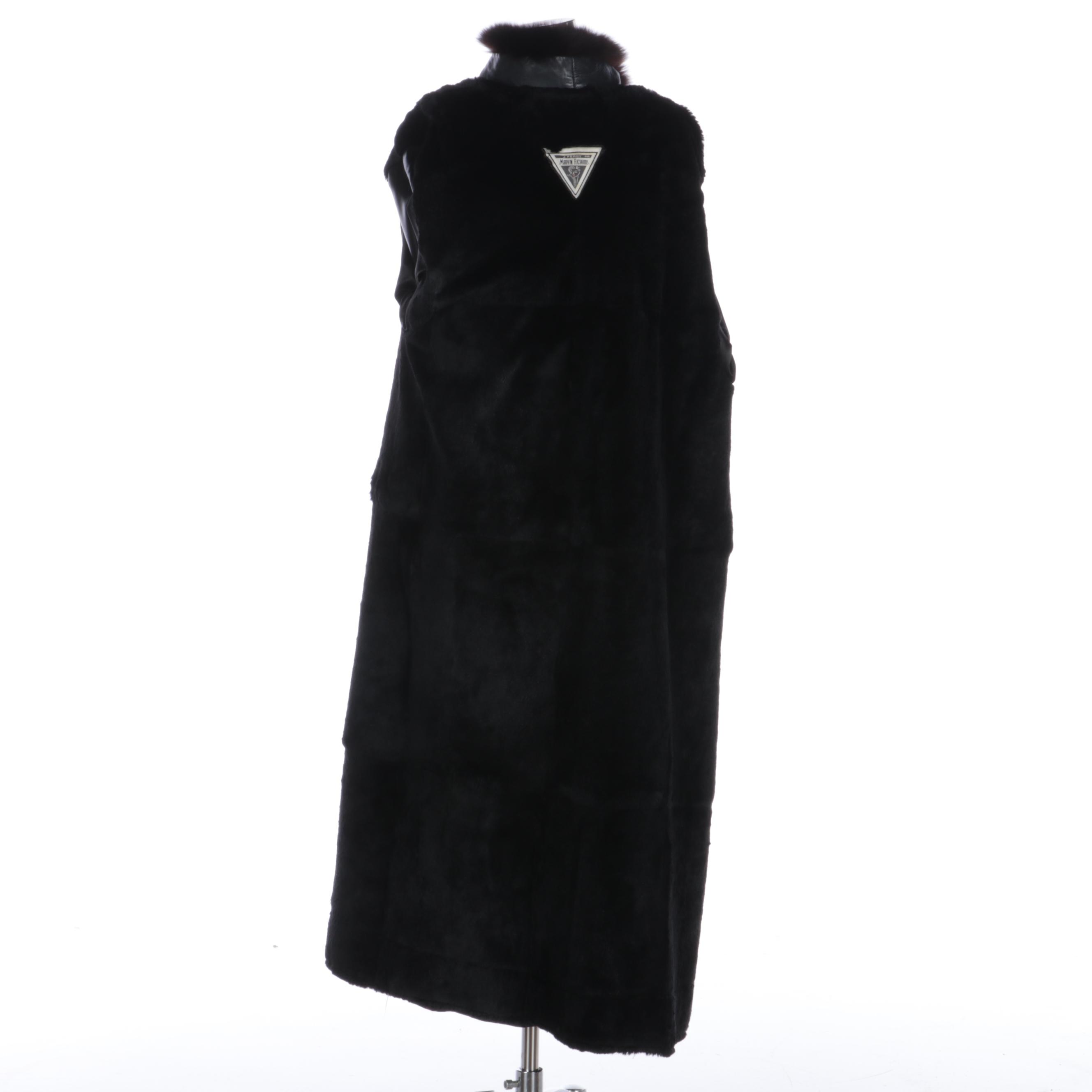 J. Percy for Marvin Richards Dyed Fox and Sheared Beaver Fur and Leather Coat