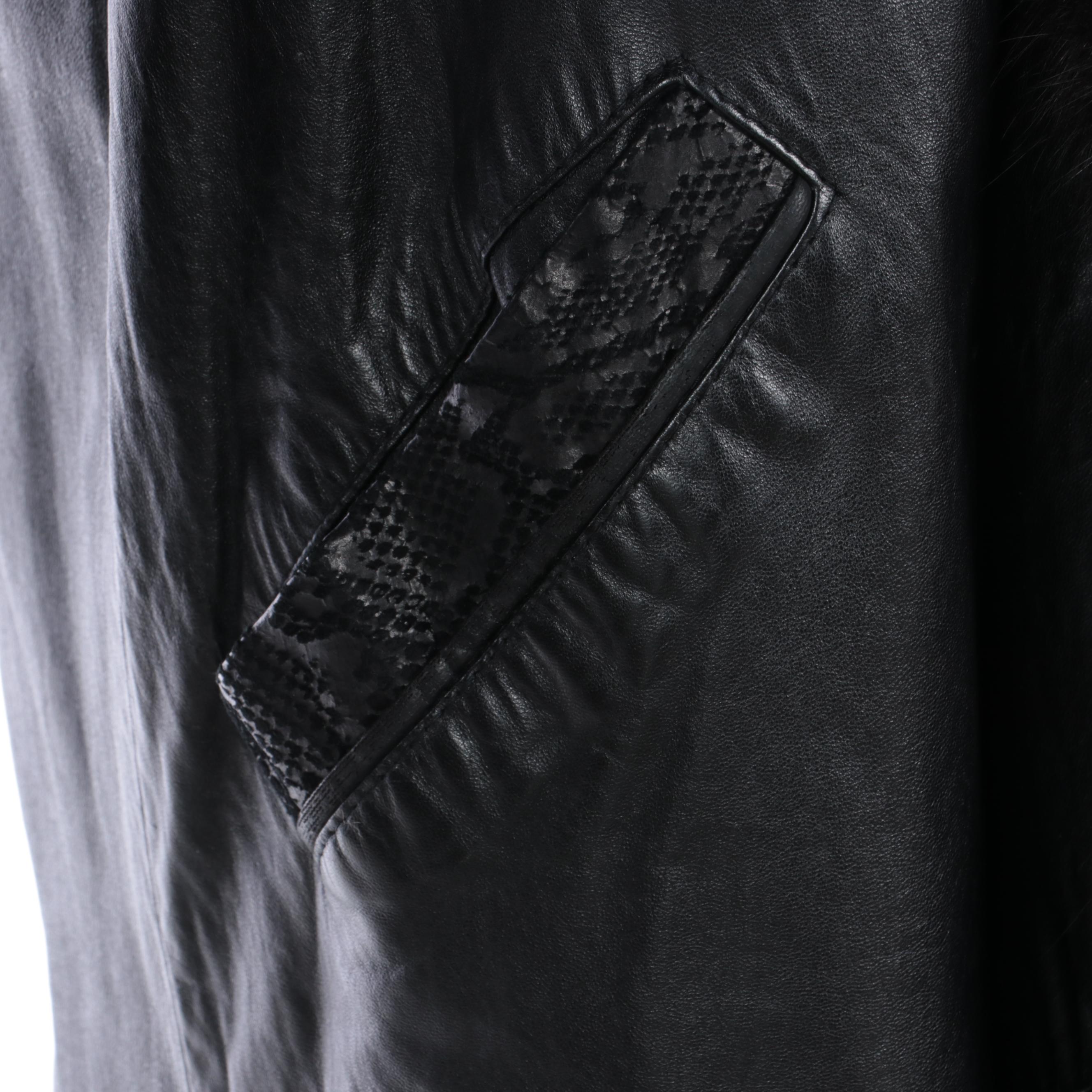 J. Percy for Marvin Richards Dyed Fox and Sheared Beaver Fur and Leather Coat