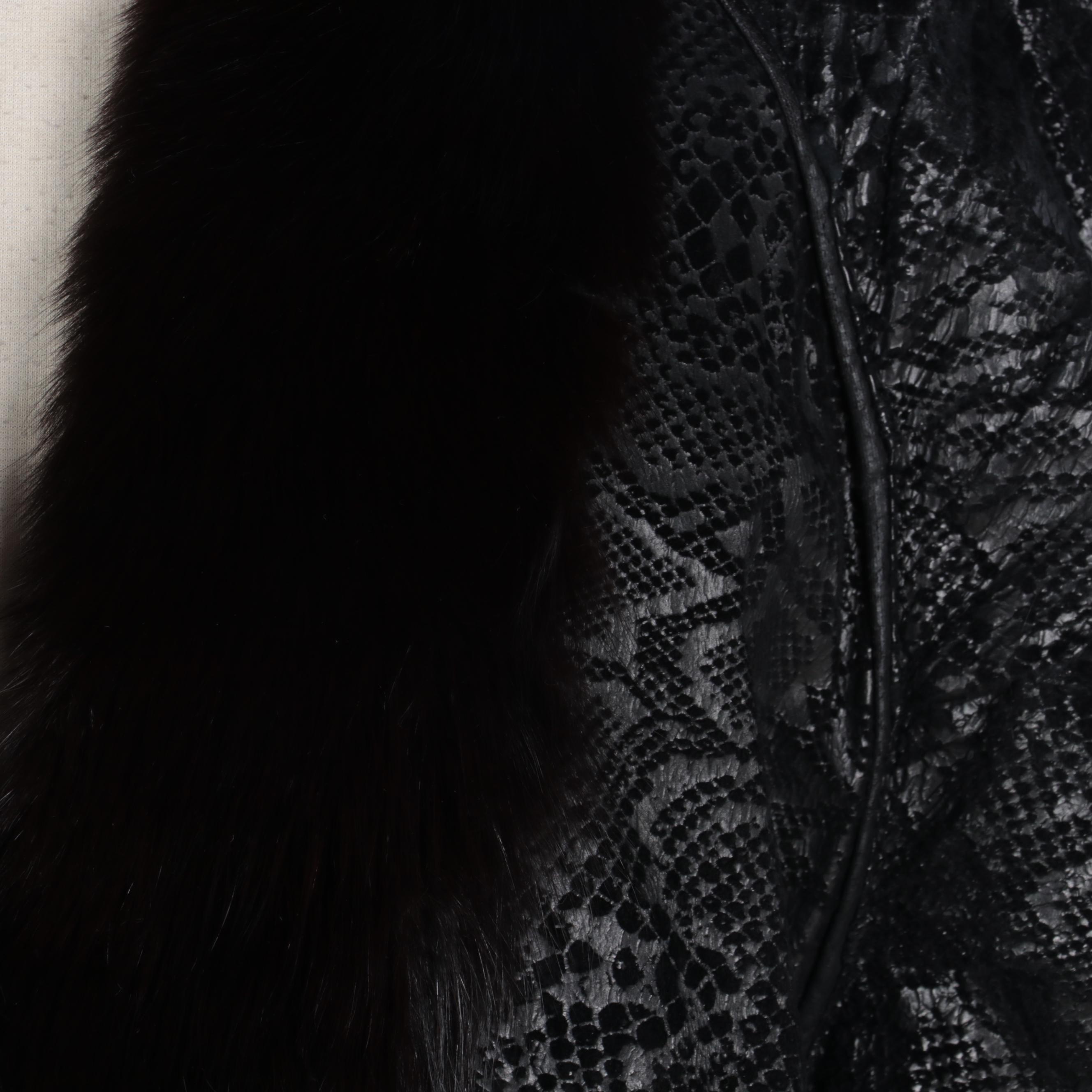 J. Percy for Marvin Richards Dyed Fox and Sheared Beaver Fur and Leather Coat