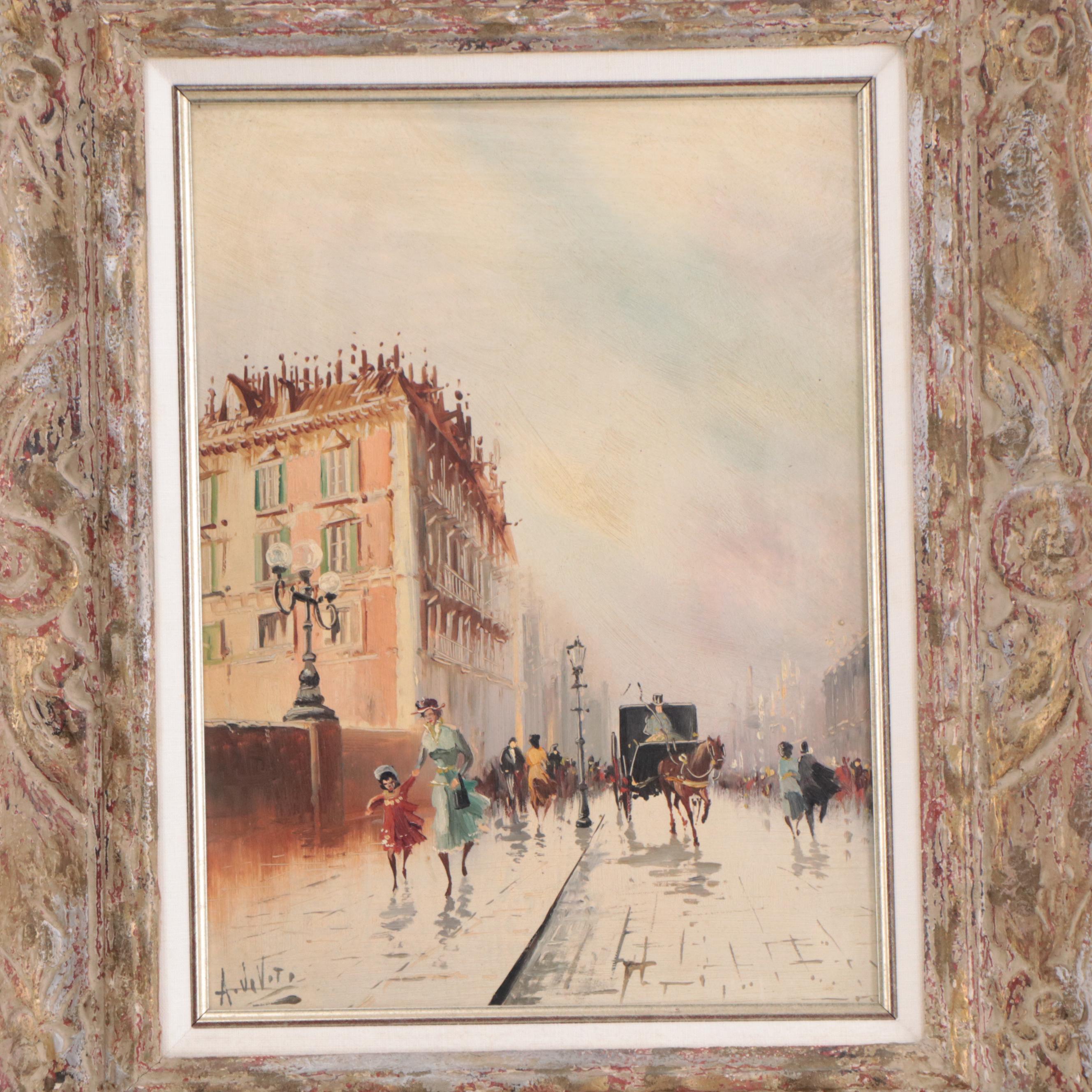 Antonio DeVity Parisian Street Scene Oil Paintings