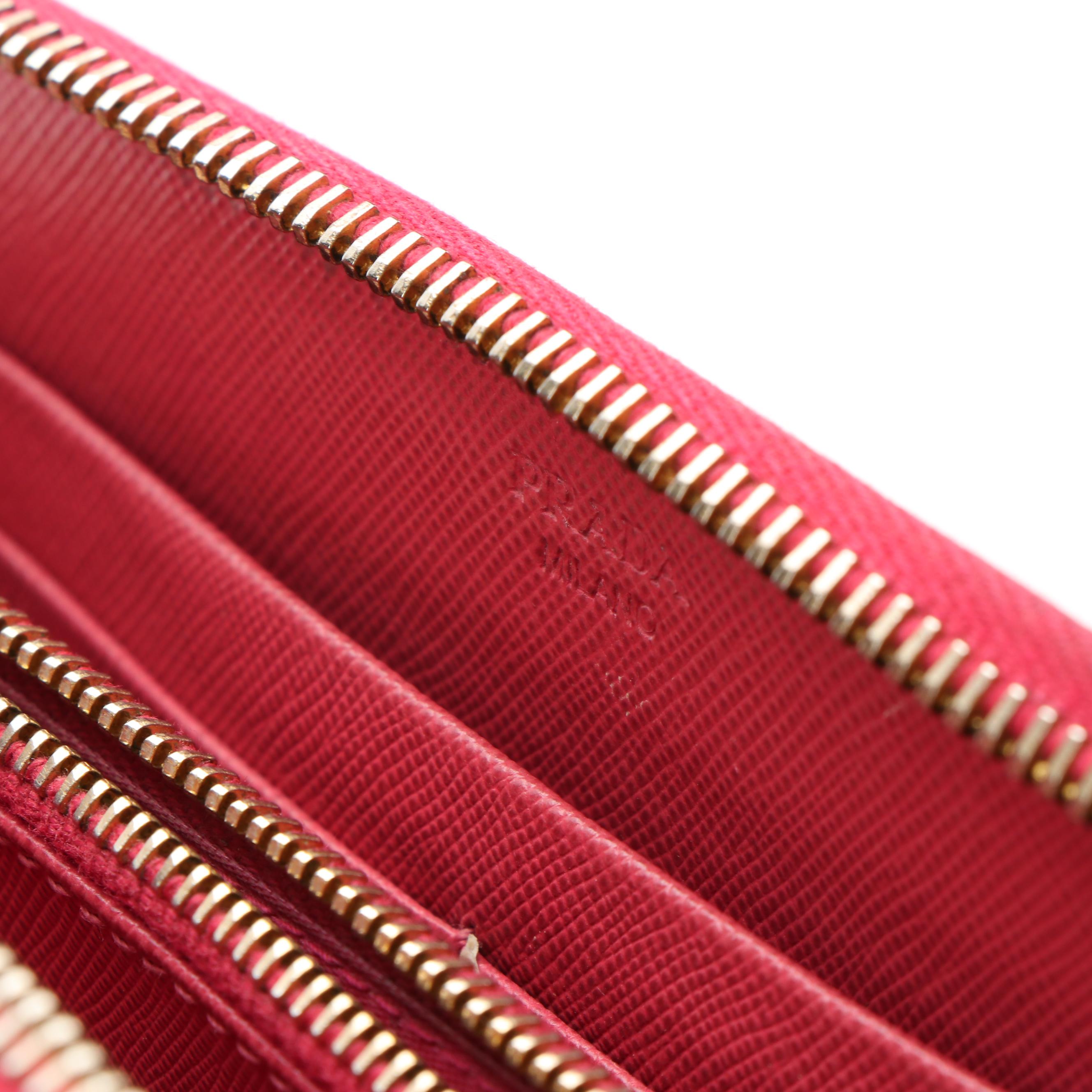 Prada Ribbon Zip Around Wallet in Saffiano Leather