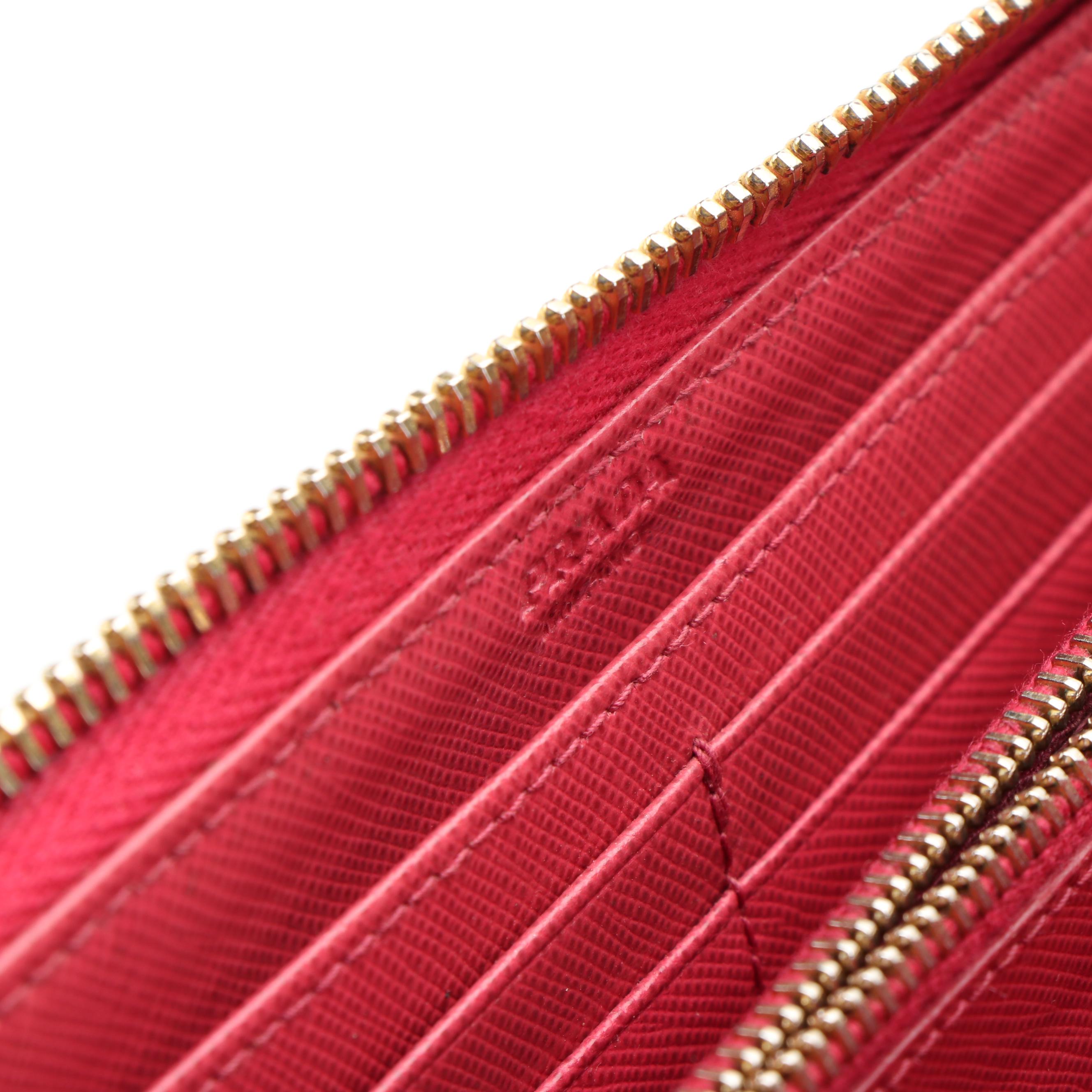 Prada Zip-Around Long Wallet in Pink Saffiano Leather