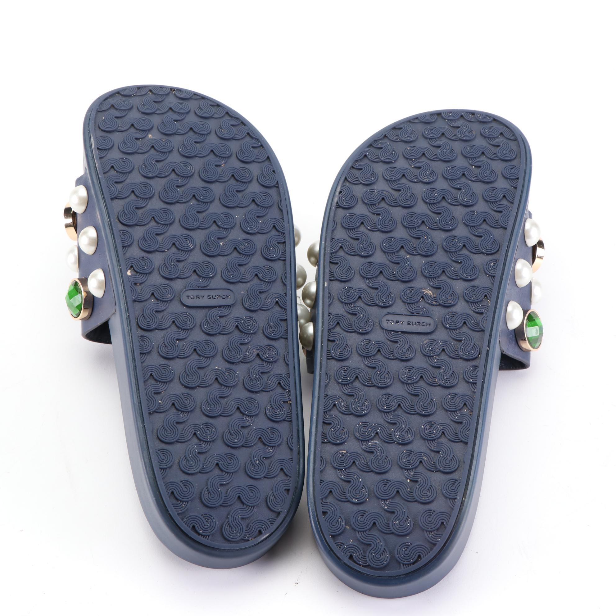 Stella McCartney Web Strap Belt with Tory Burch Vail and Patos Slide Sandals