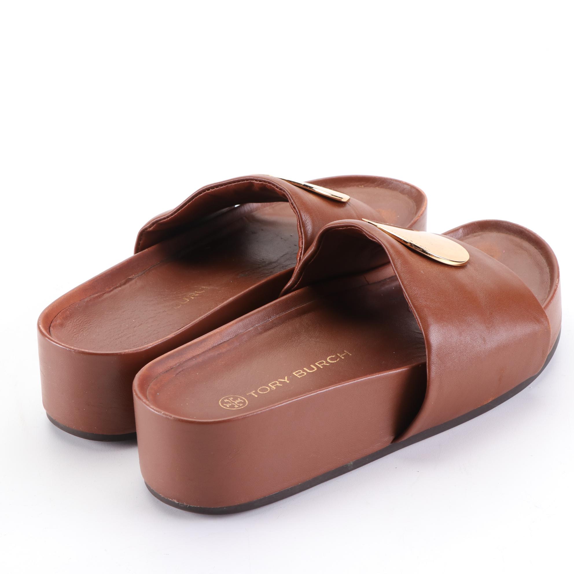 Stella McCartney Web Strap Belt with Tory Burch Vail and Patos Slide Sandals