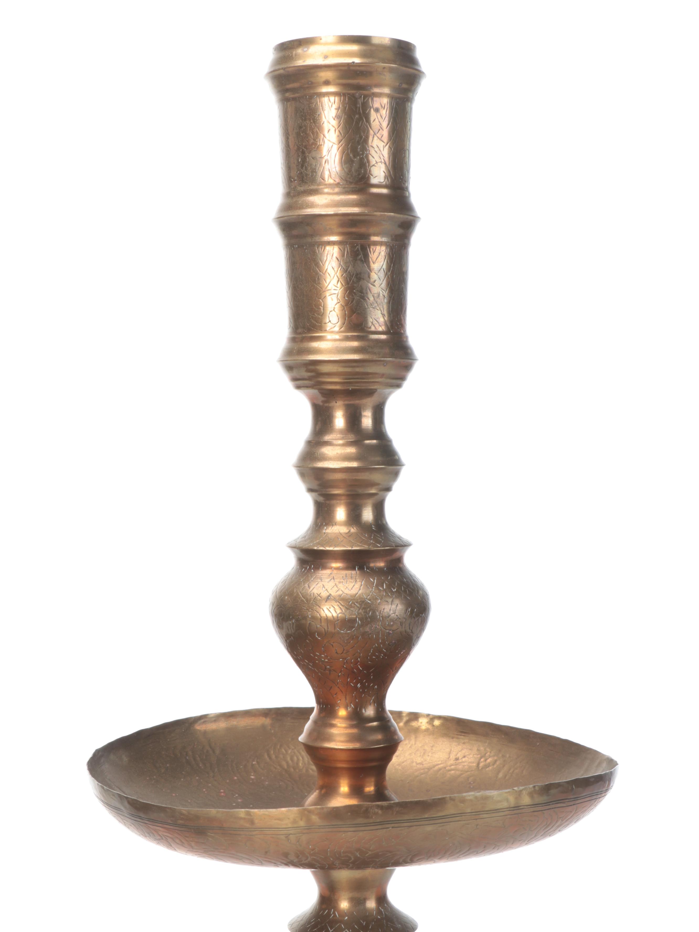 Large Brass Floor Candlesticks