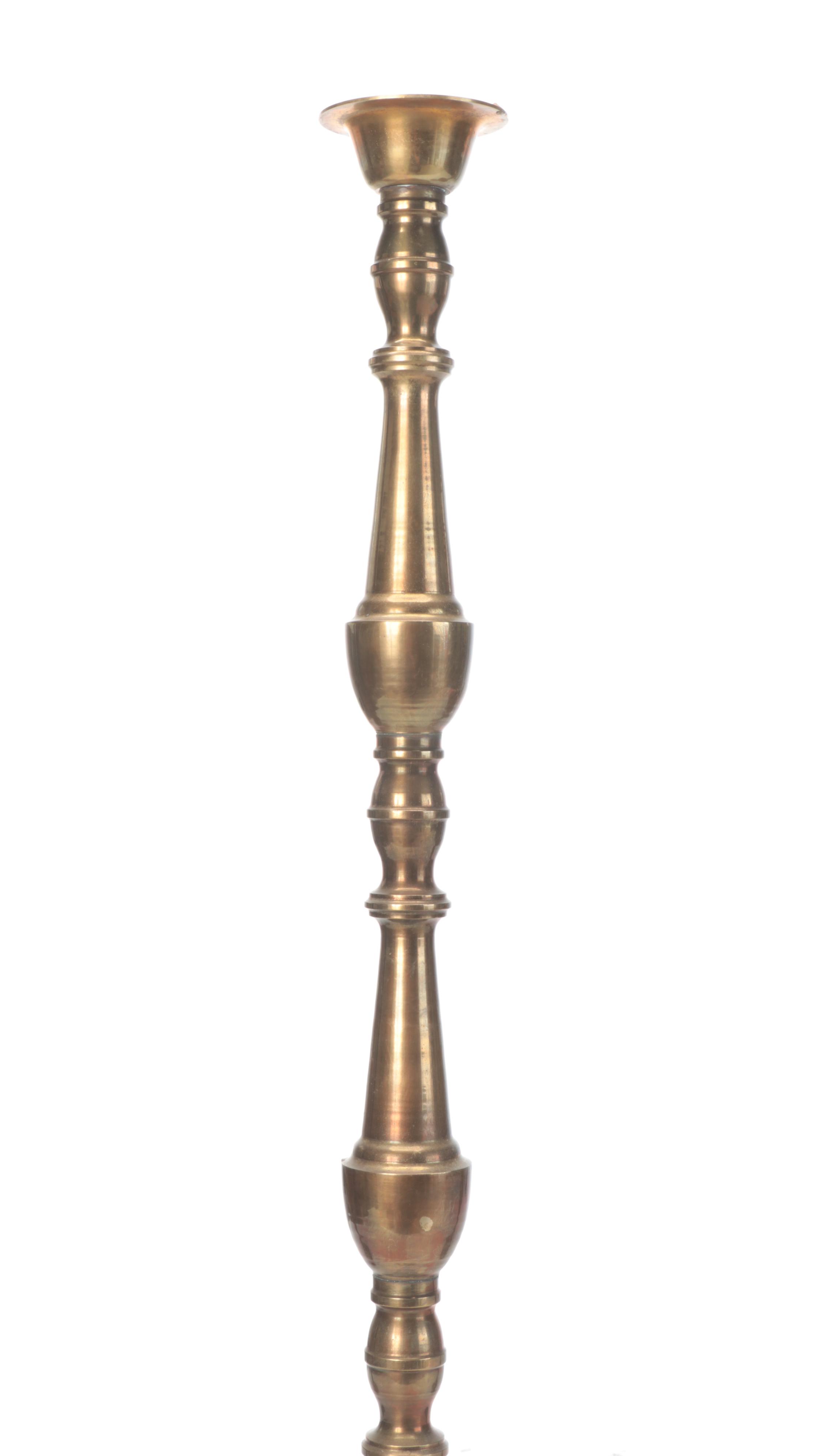 Large Brass Floor Candlesticks