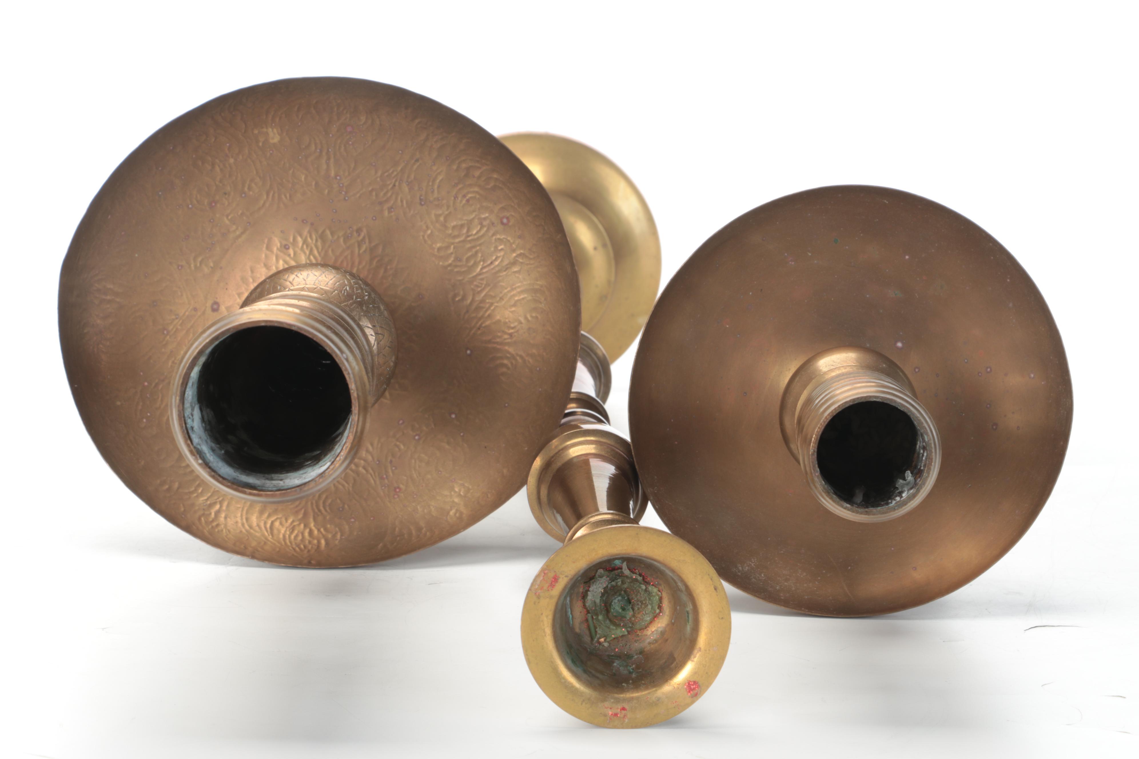 Large Brass Floor Candlesticks