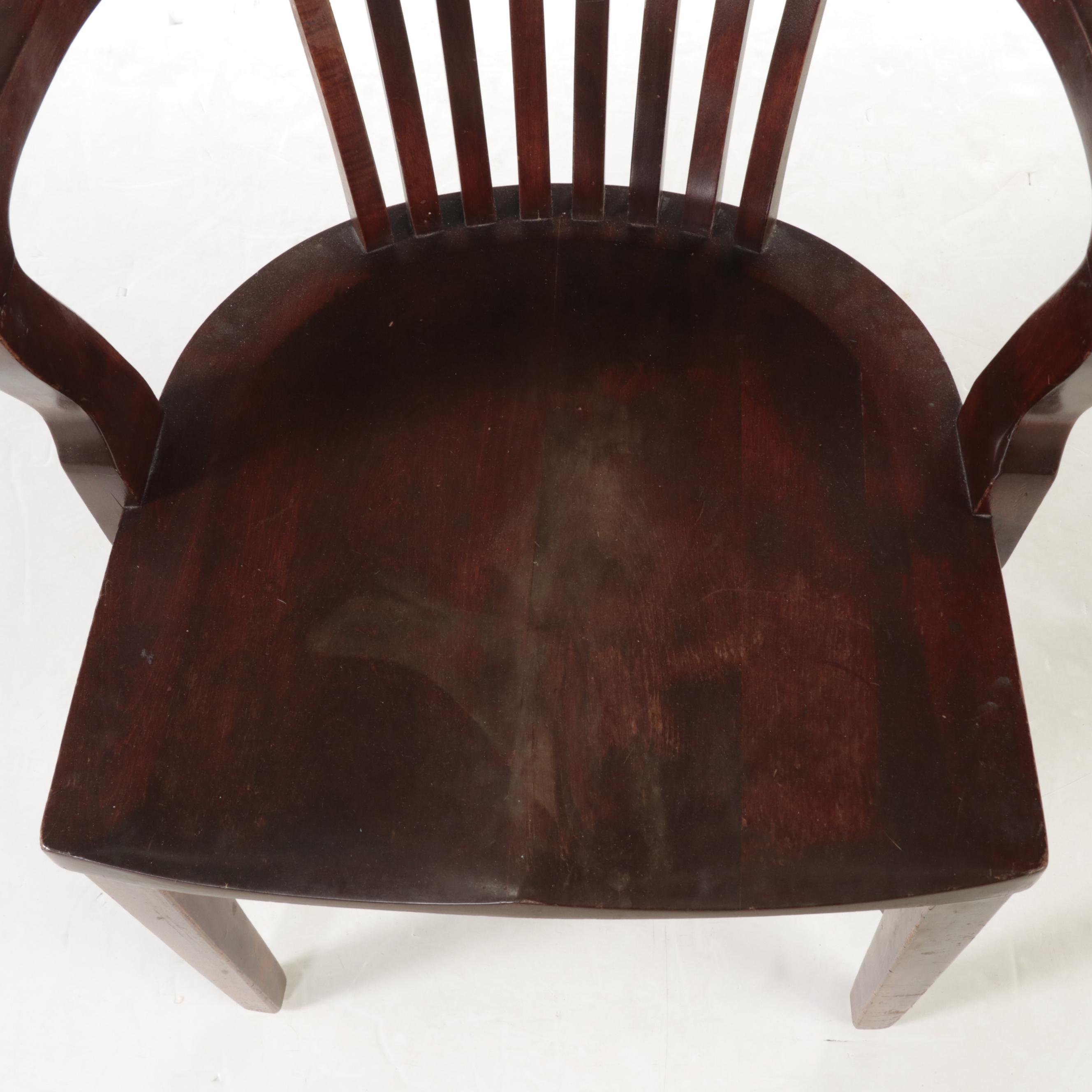 B. L. Marble Chair Co. Wooden Banker's Chair, Early to Mid 20th Century