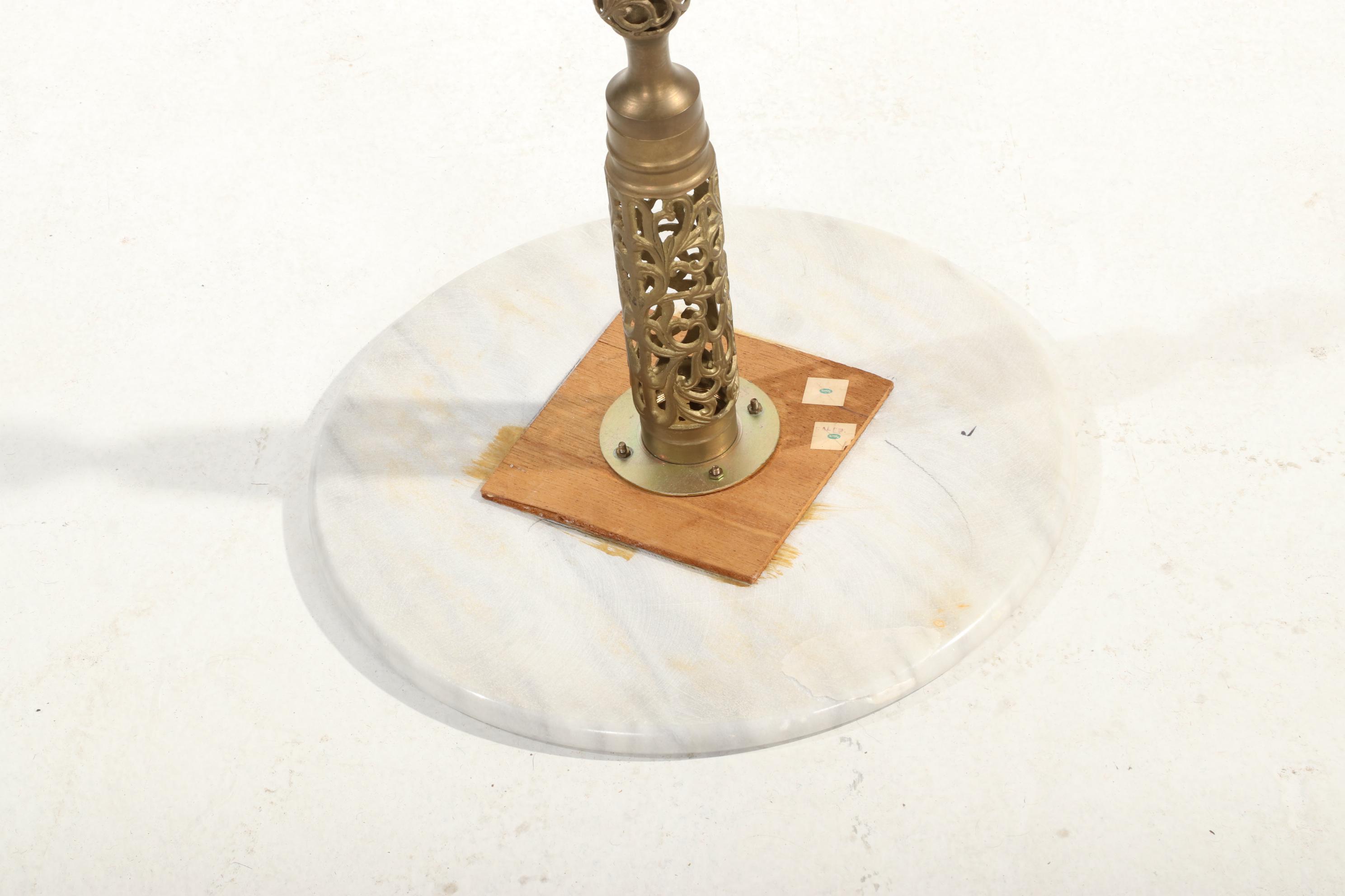 Pierced Brass and Marble Top Plant Stand