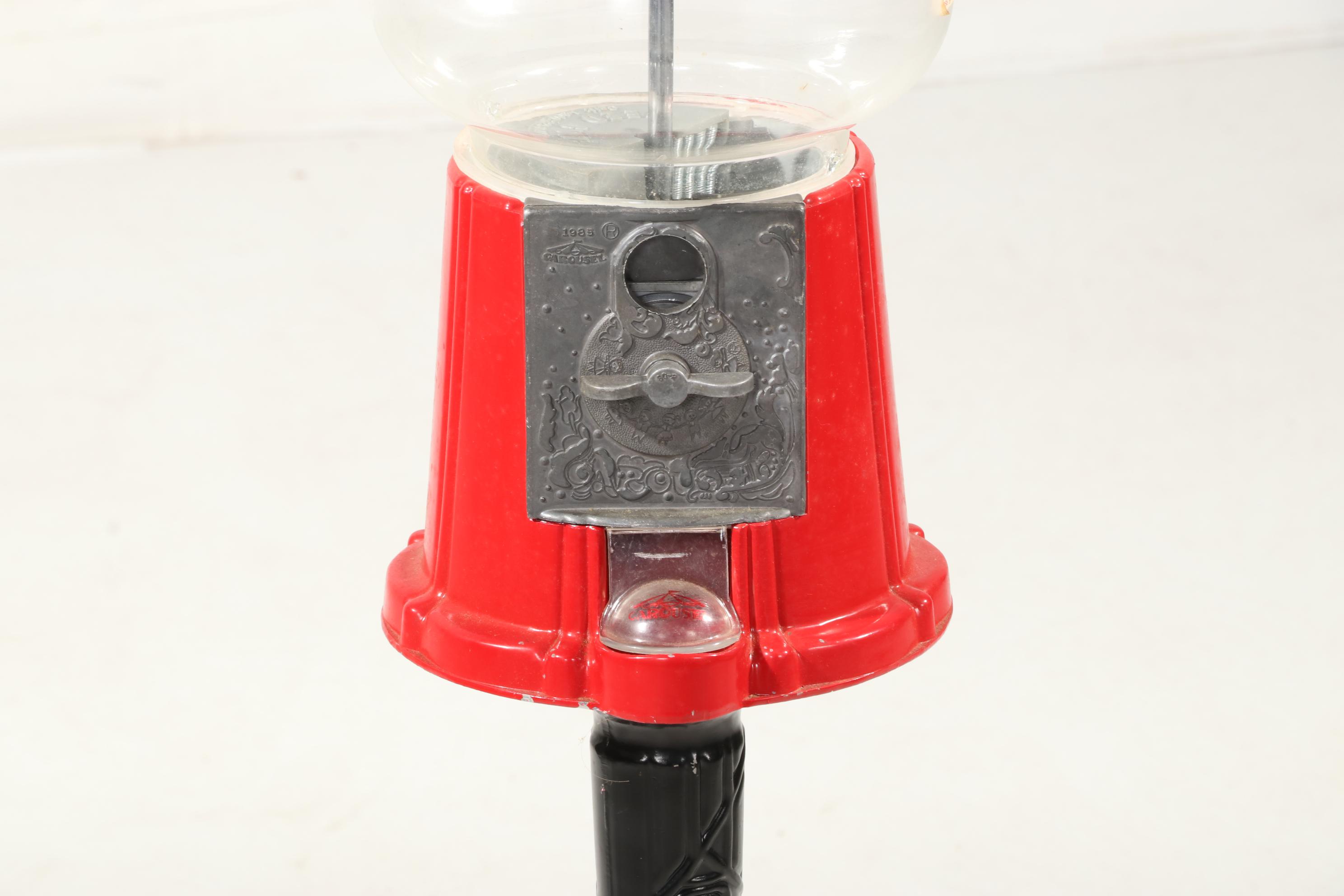 Leaf Inc. Carousel Cast Iron and Glass Gumball Machine on Stand