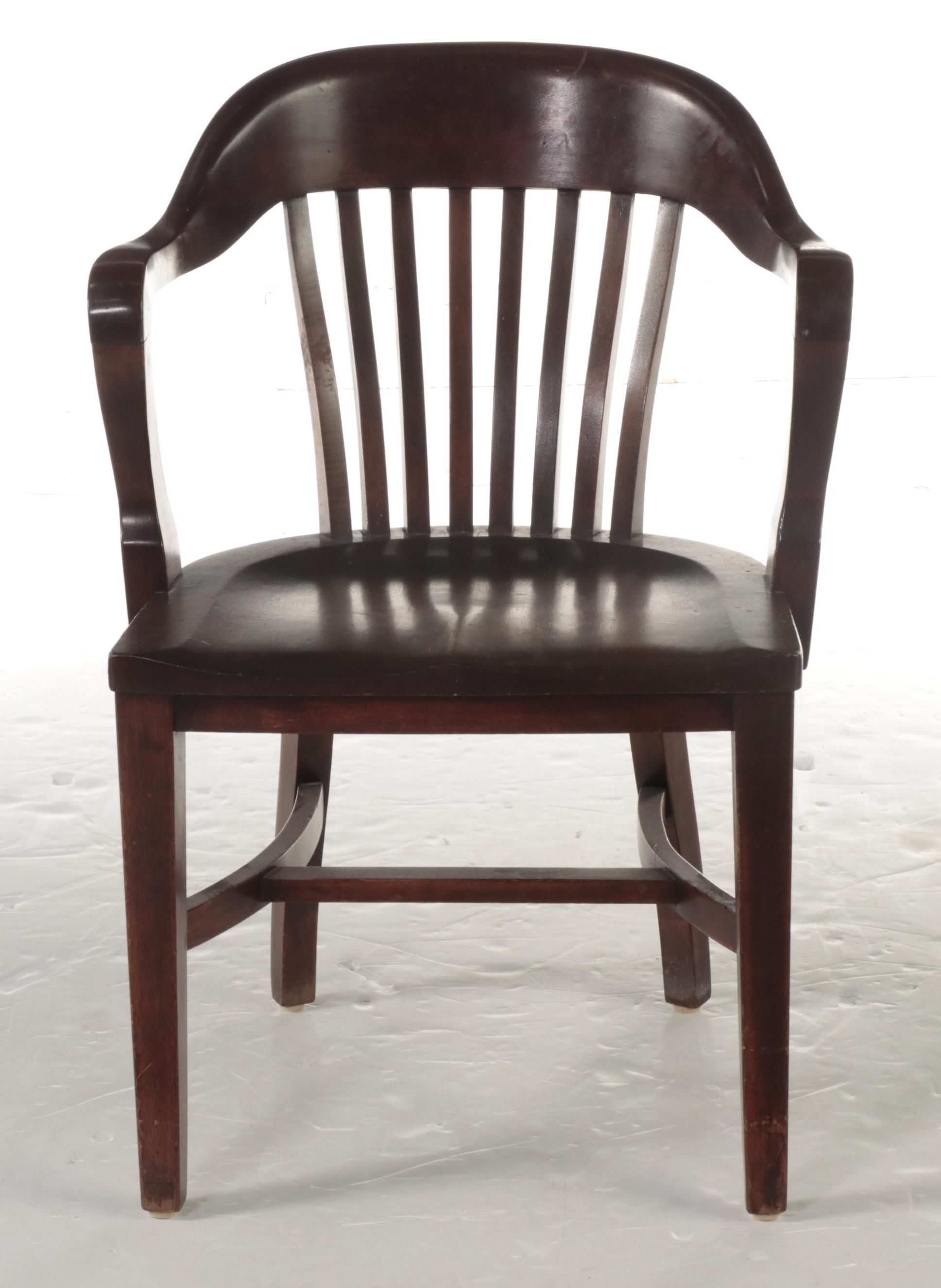 B. L. Marble Chair Co. Wooden Banker's Chair, Early to Mid 20th Century
