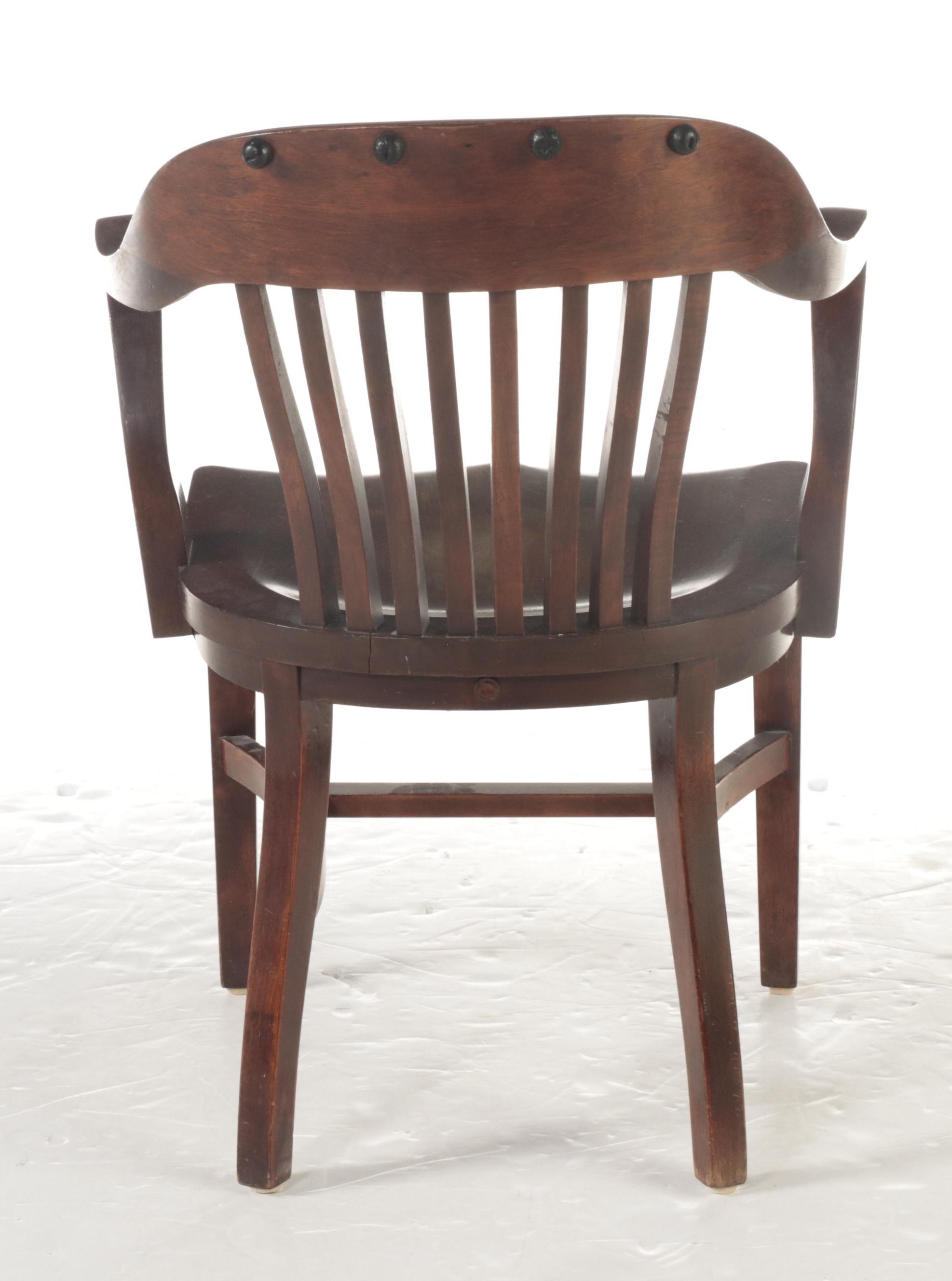 B. L. Marble Chair Co. Wooden Banker's Chair, Early to Mid 20th Century