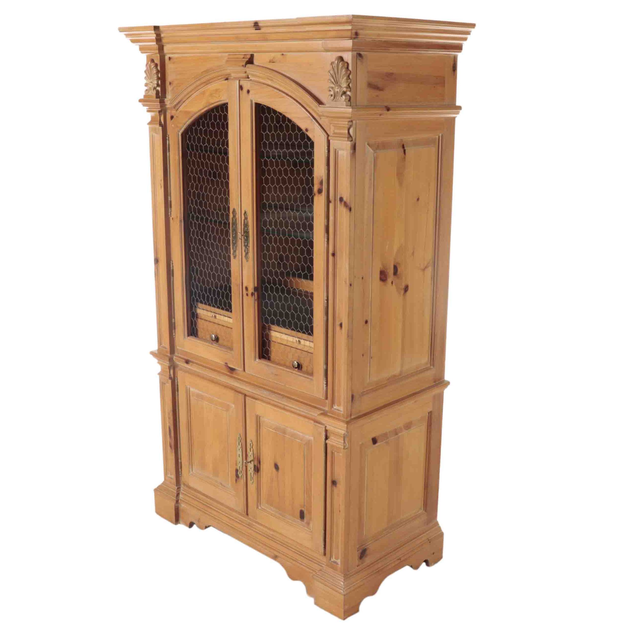 French Provincial Style Pine Bar Cabinet, Late 20th Century