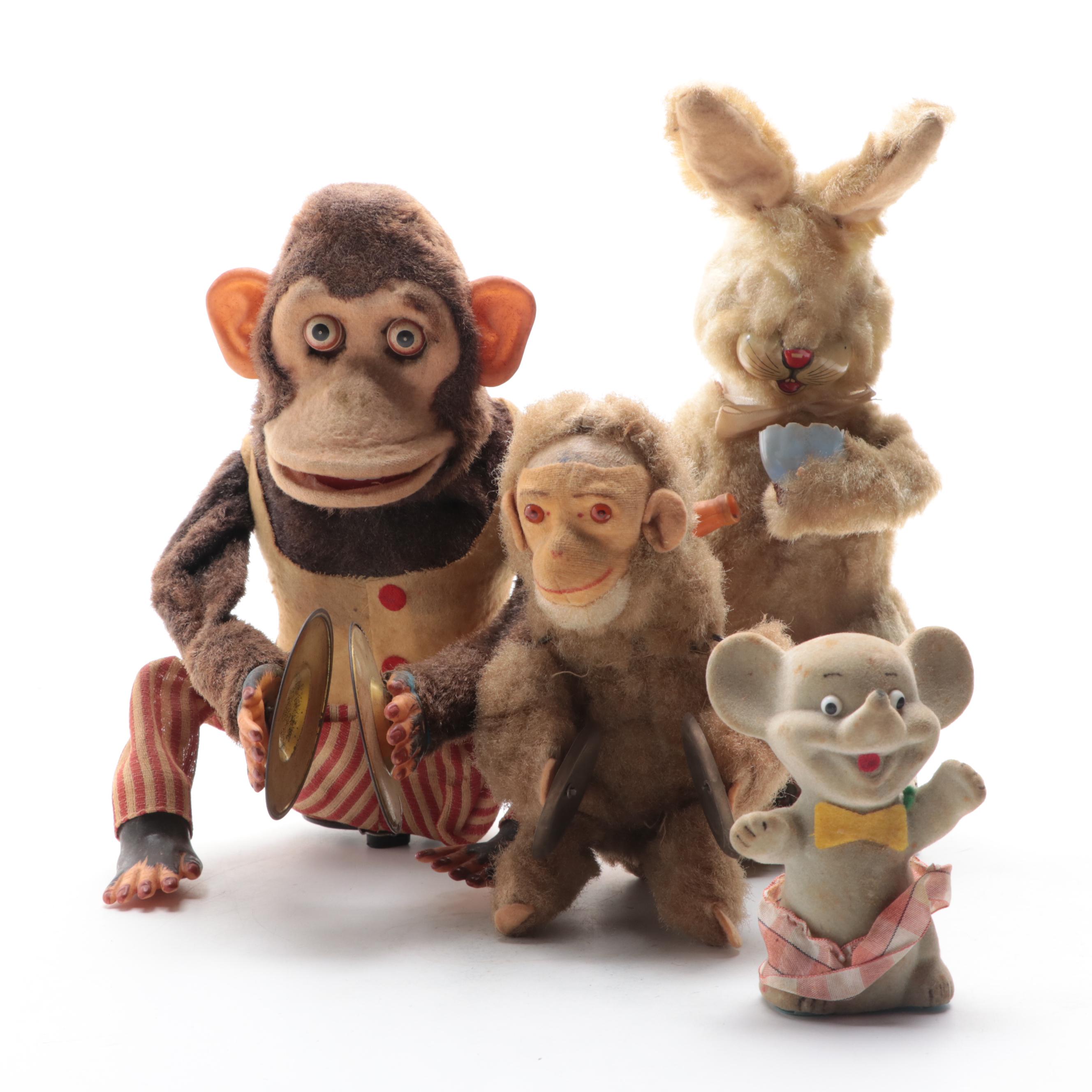 C.K. Japanese Cymbal Banging Monkey Toy with Rabbit and Other Wind-Up Toys