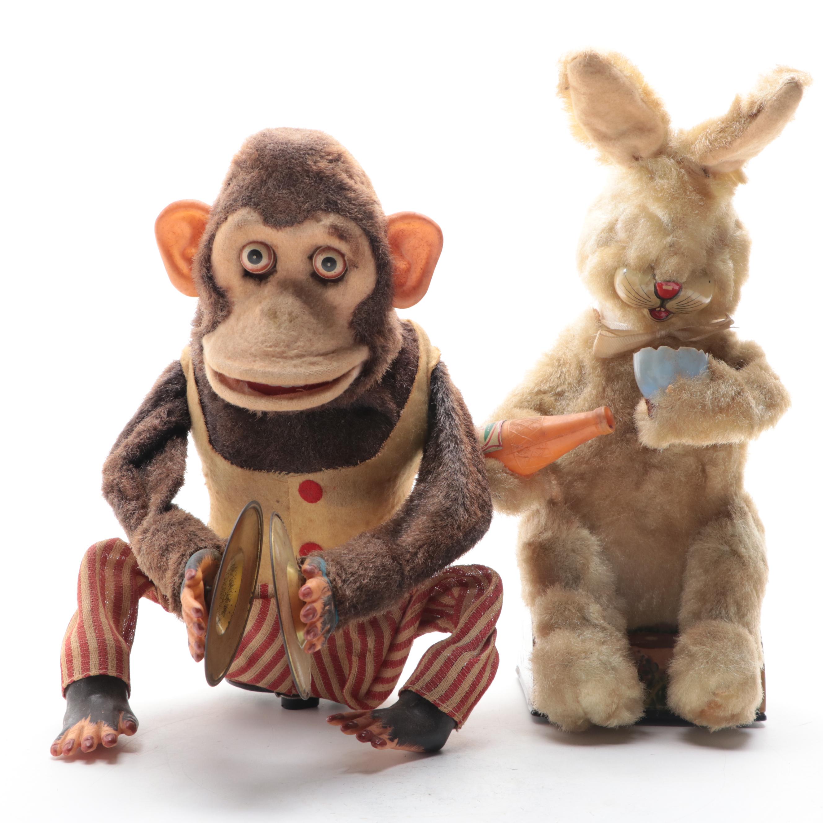 C.K. Japanese Cymbal Banging Monkey Toy with Rabbit and Other Wind-Up Toys