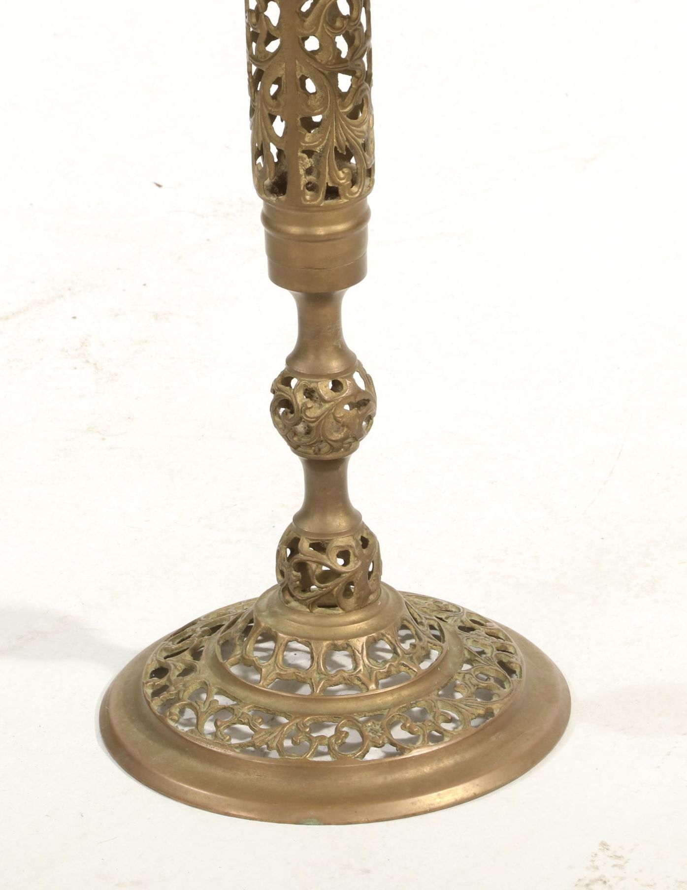 Pierced Brass and Marble Top Plant Stand