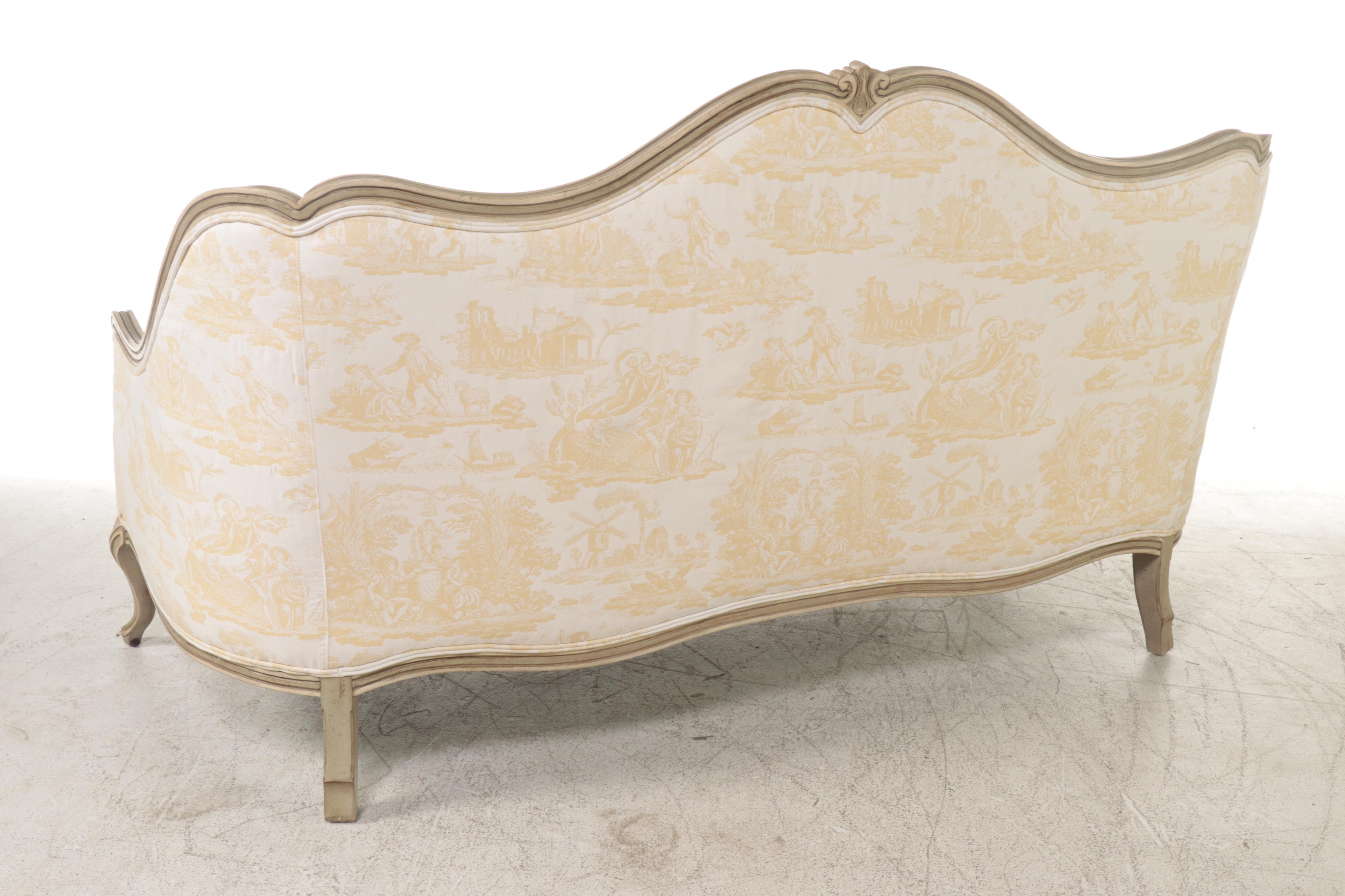 Pierre Deux Louis XV Style Toile and Fine Fabric Upholstered Canapé