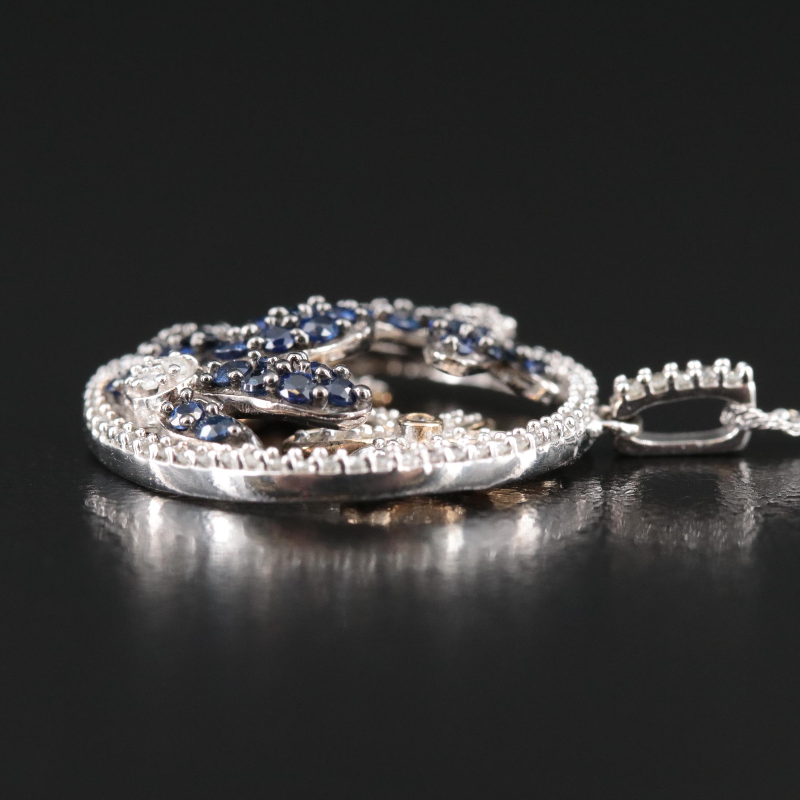 10K Sapphire and Diamond Pendant Necklace