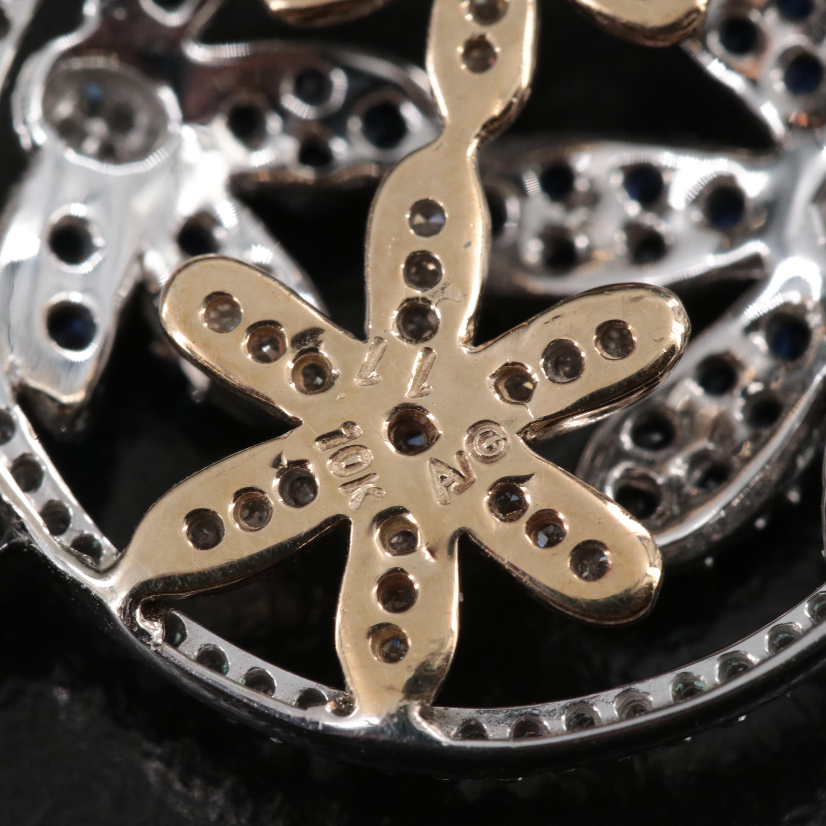 10K Sapphire and Diamond Pendant Necklace