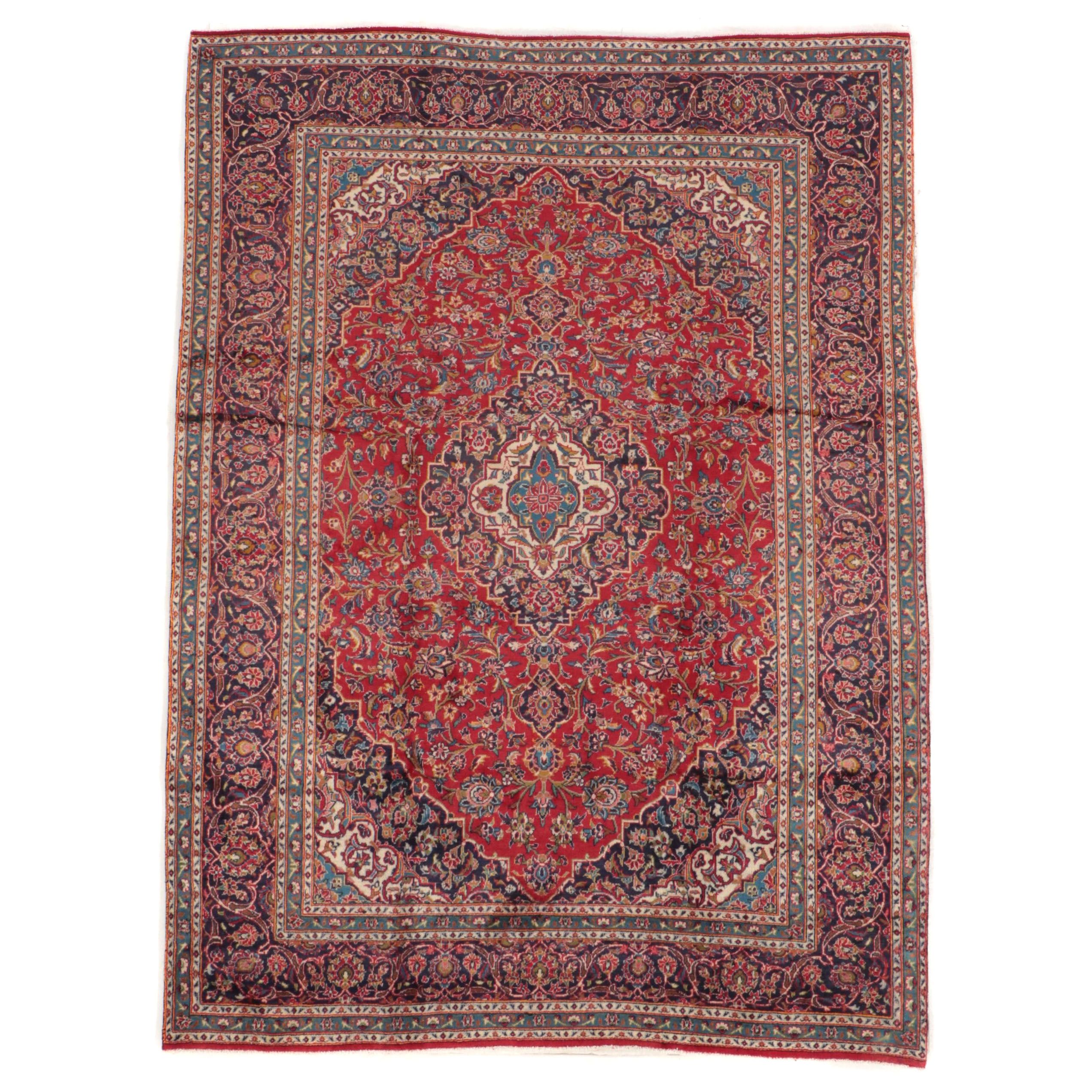 8'1 x 11'3 Hand-Knotted Persian Kashan Area Rug