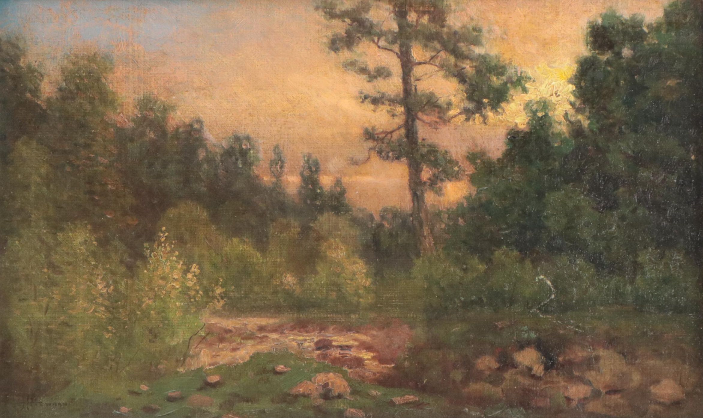 Hugh Huntington Howard Tonalist Landscape Oil Painting, Circa 1900