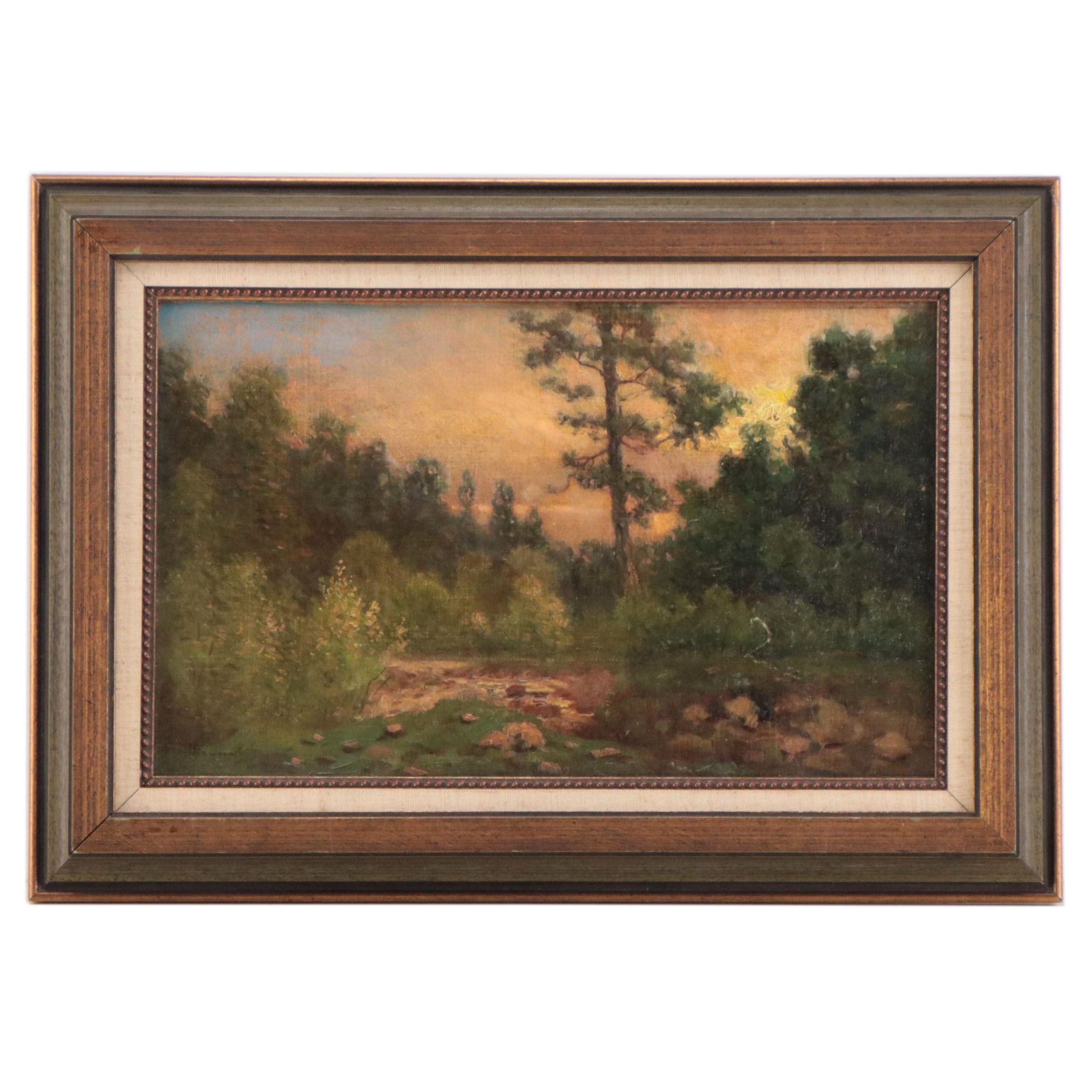 Hugh Huntington Howard Tonalist Landscape Oil Painting, Circa 1900