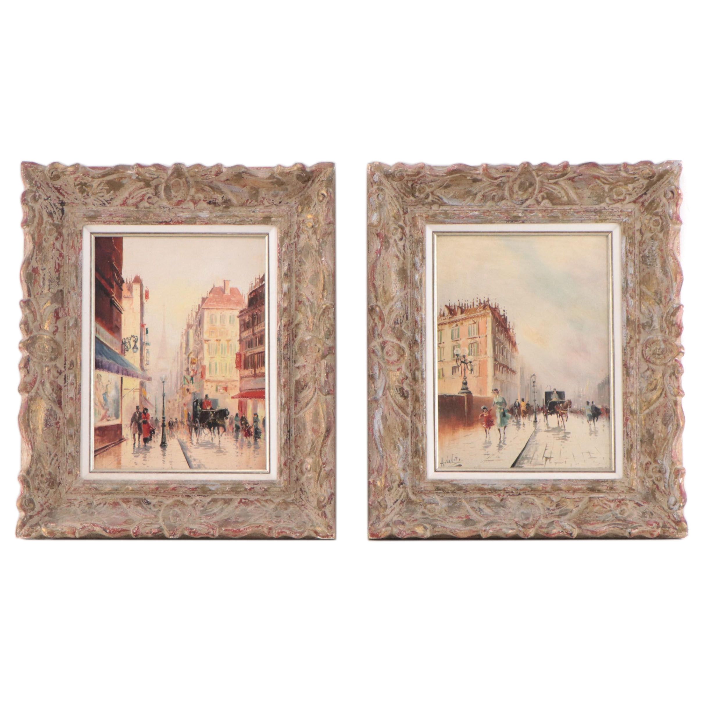 Antonio DeVity Parisian Street Scene Oil Paintings