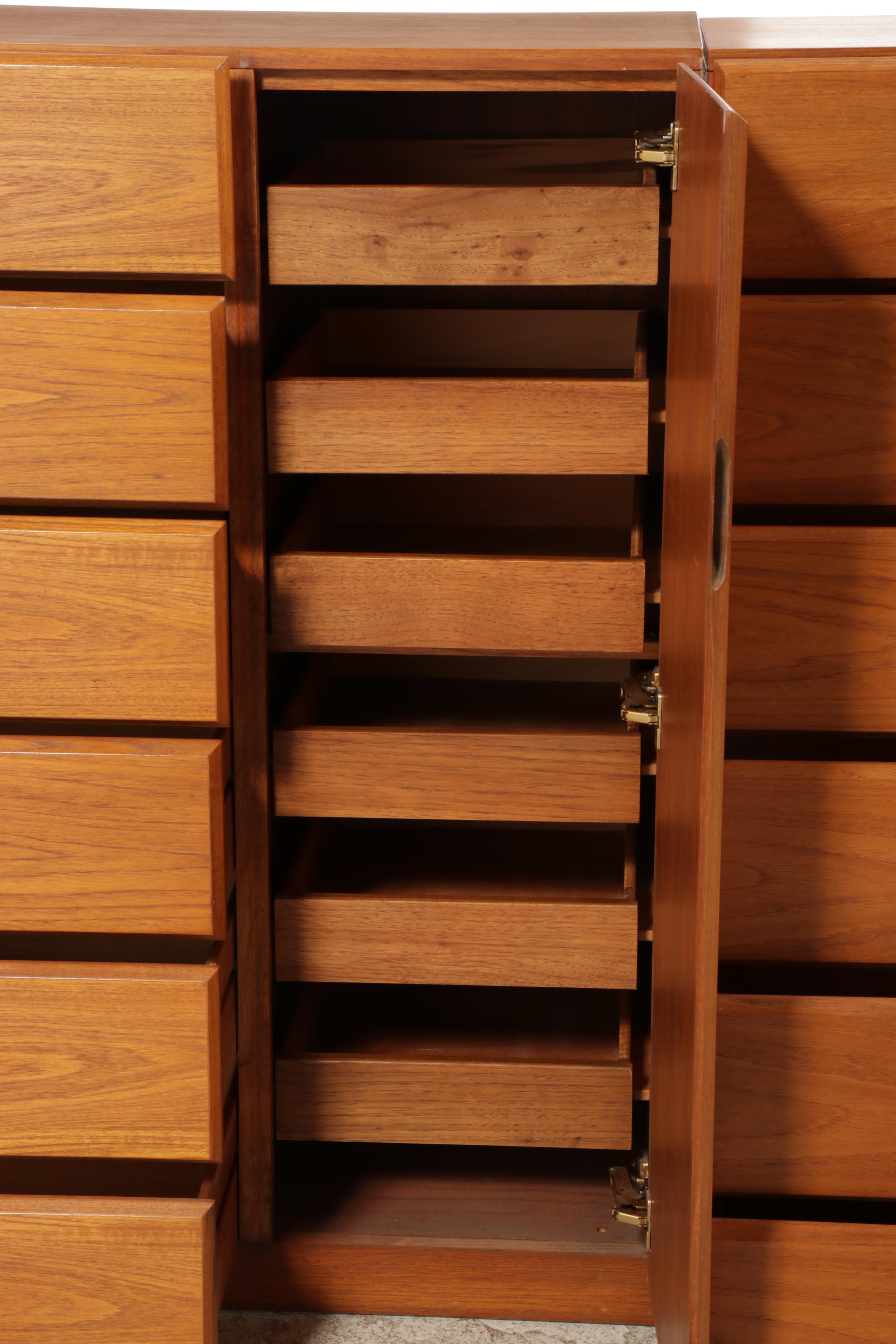 Scova by Dixie Danish Modern Style Teak Double Chest of Drawers