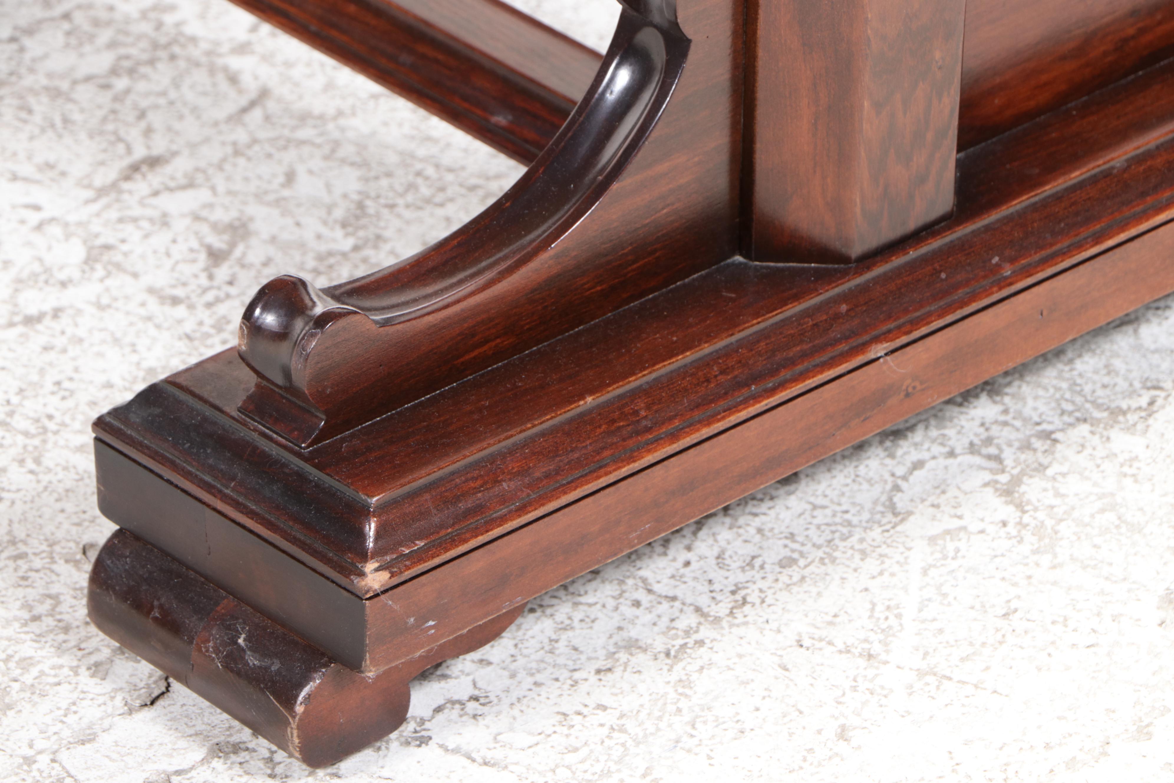 Jacobean Style Mahogany Trestle-Base Writing Table Plus Walnut Side Chair